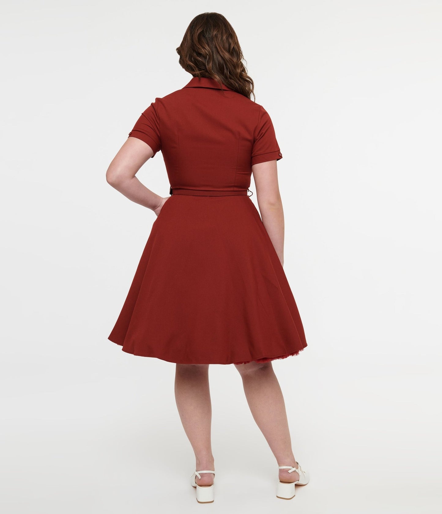 Voodoo Vixen 1950s Burgundy Bow Fit & Flare Dress - Unique Vintage - Womens, DRESSES, SWING