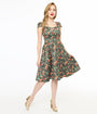 Voodoo Vixen 1950s Green Woodland Squirrel Print Swing Dress