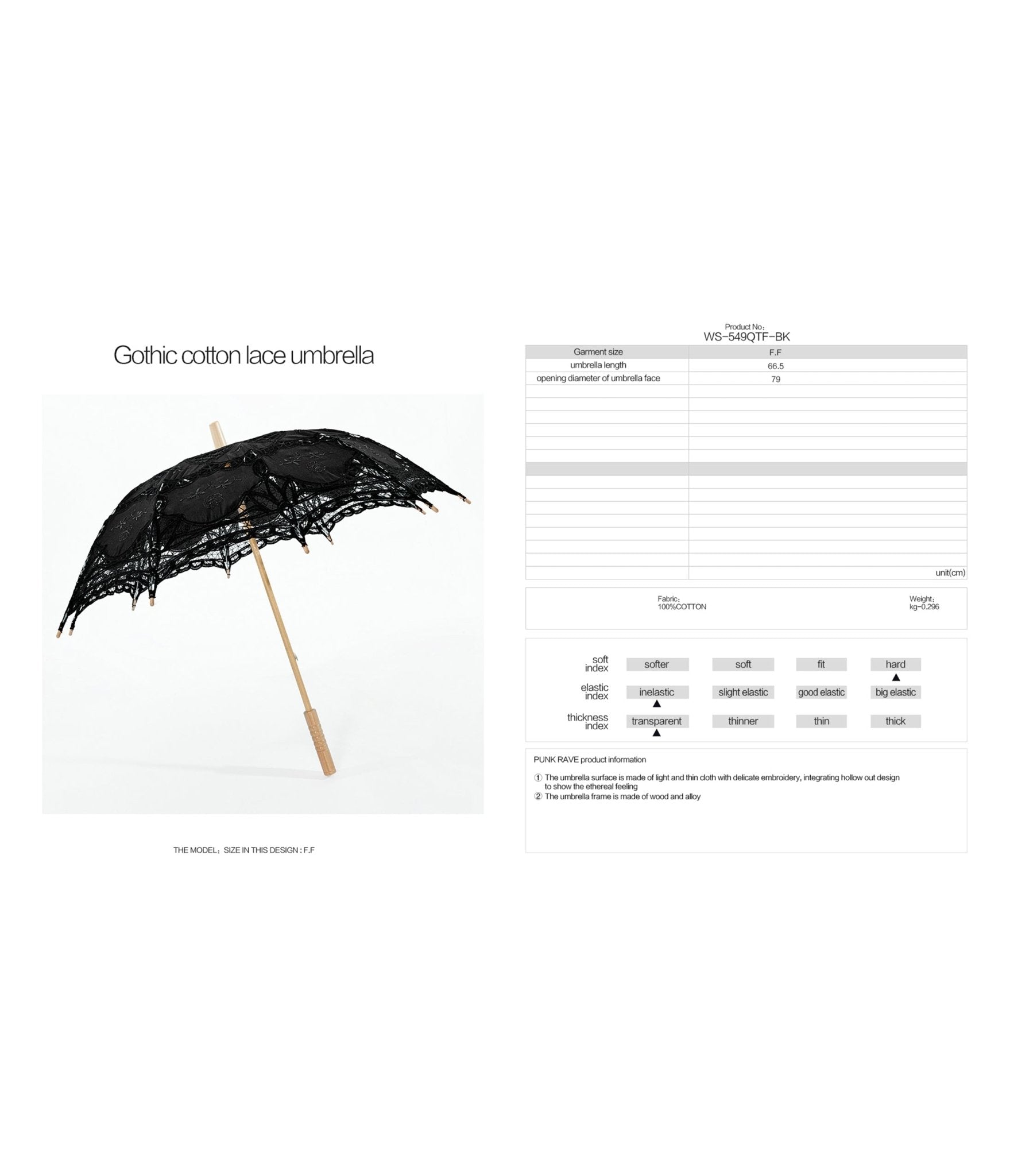 Western Fashion Gothic Black Lace Cotton Parasol - Unique Vintage - Womens, ACCESSORIES, UMBRELLAS