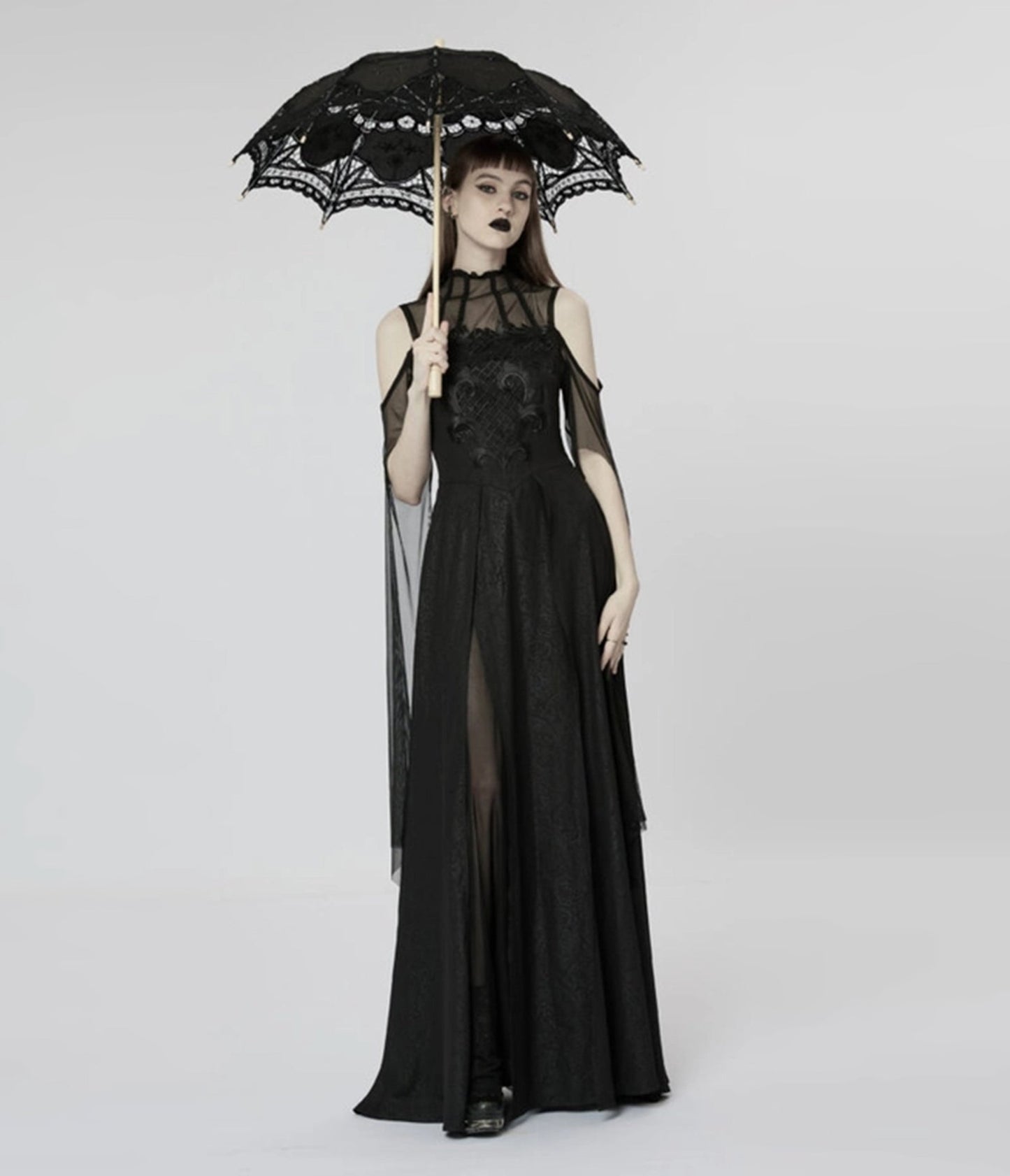 Western Fashion Gothic Black Lace Cotton Parasol - Unique Vintage - Womens, ACCESSORIES, UMBRELLAS