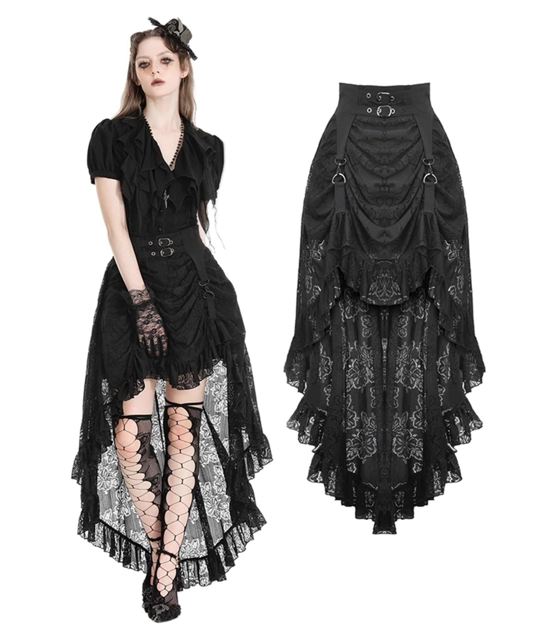 Lace high low skirt best sale