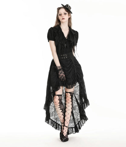 Western Fashion Gothic Princess Black Lace Hi Low Skirt - Unique Vintage - Womens, BOTTOMS, SKIRTS