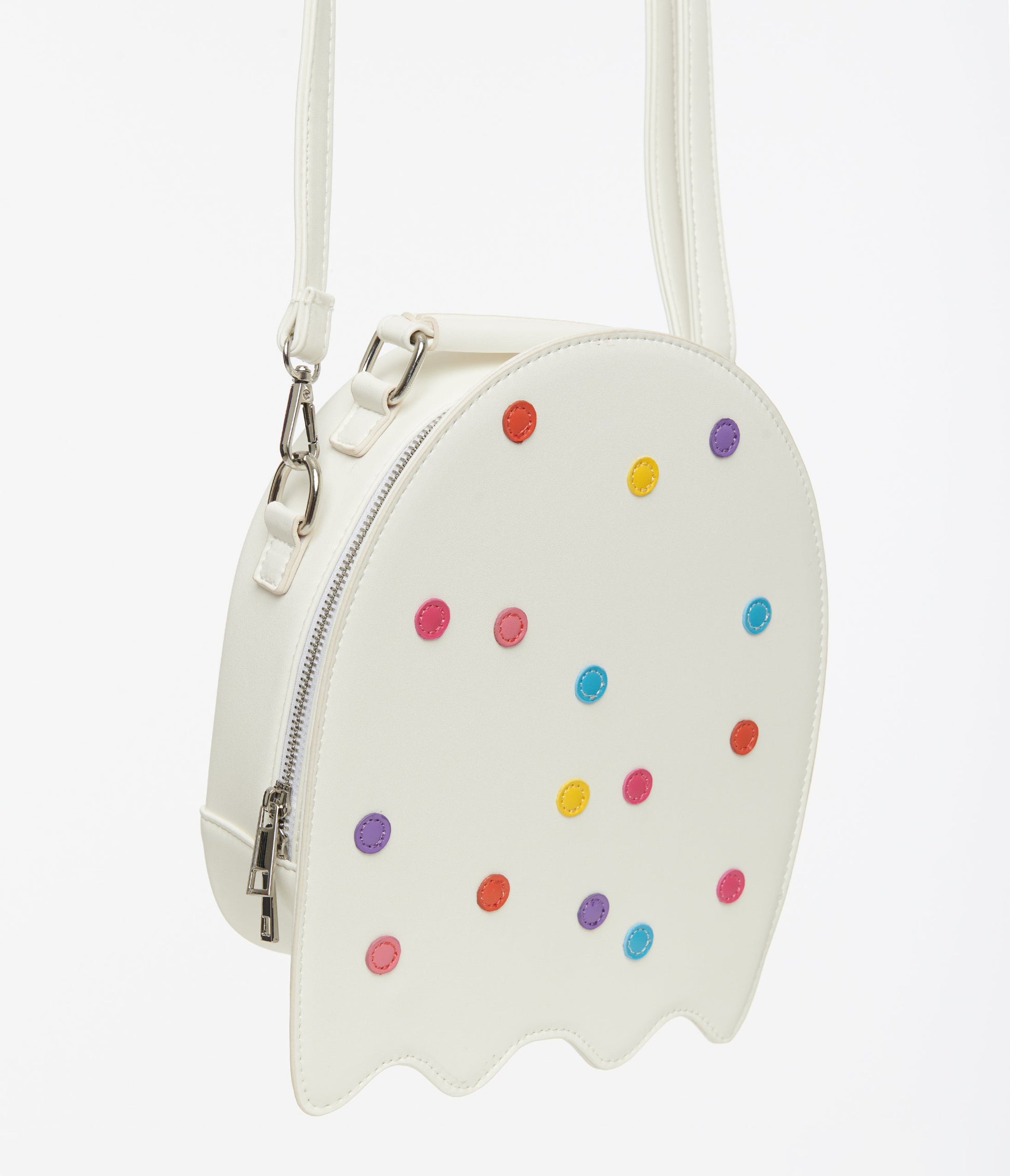 White Leatherette Circus Cookie Ghost Crossbody Bag - Unique Vintage - Womens, ACCESSORIES, HANDBAGS