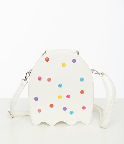 White Leatherette Circus Cookie Ghost Crossbody Bag - Unique Vintage - Womens, ACCESSORIES, HANDBAGS