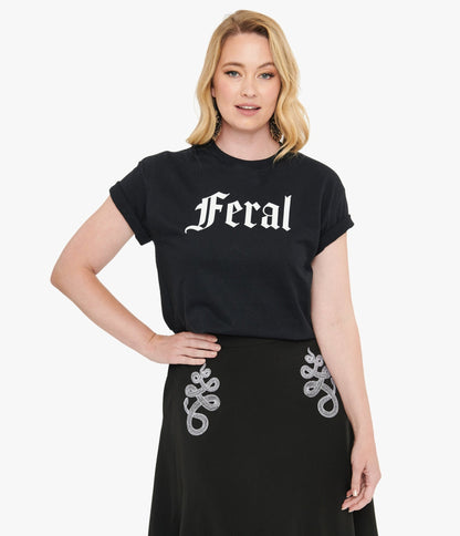 Wickedly Divine Shop Black Feral Unisex Graphic Tee - Unique Vintage - Womens, TOPS, TEES