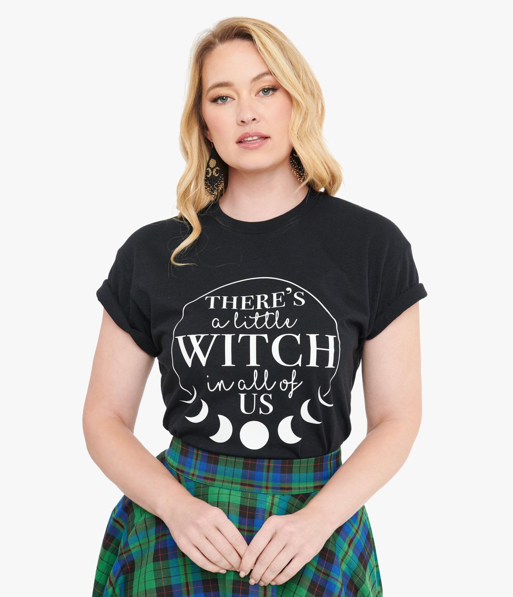 Wickedly Divine Shop Black There's A Little Witch In All Of Us Unisex Graphic Tee - Unique Vintage - Womens, TOPS, TEES