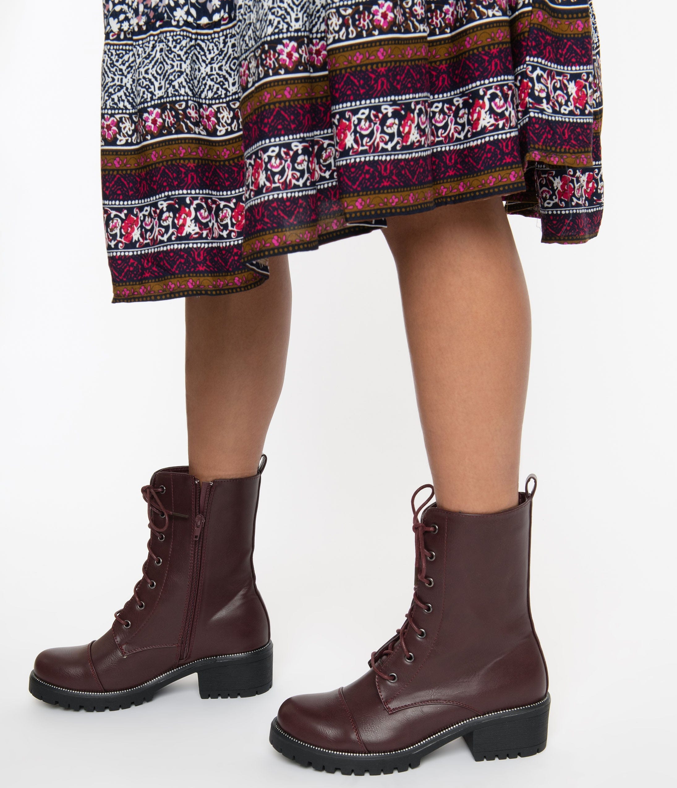 Wine combat boots sales