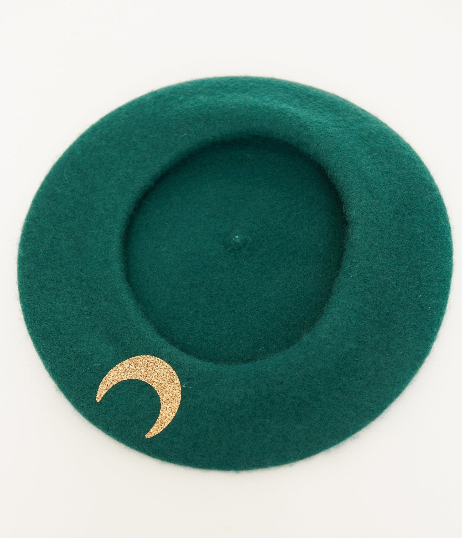 Witchwood Bags Forest Green & Gold Moon & Stars Beret - Unique Vintage - Womens, ACCESSORIES, HATS