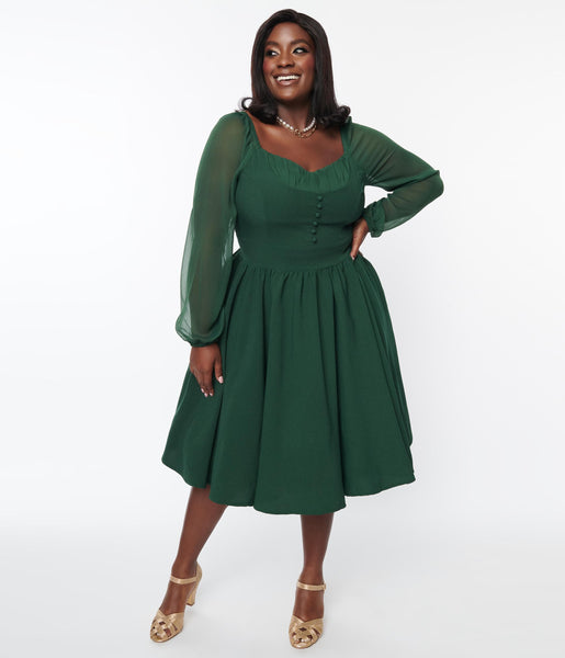 Plus Size Green Dior Swing Dress – Unique Vintage