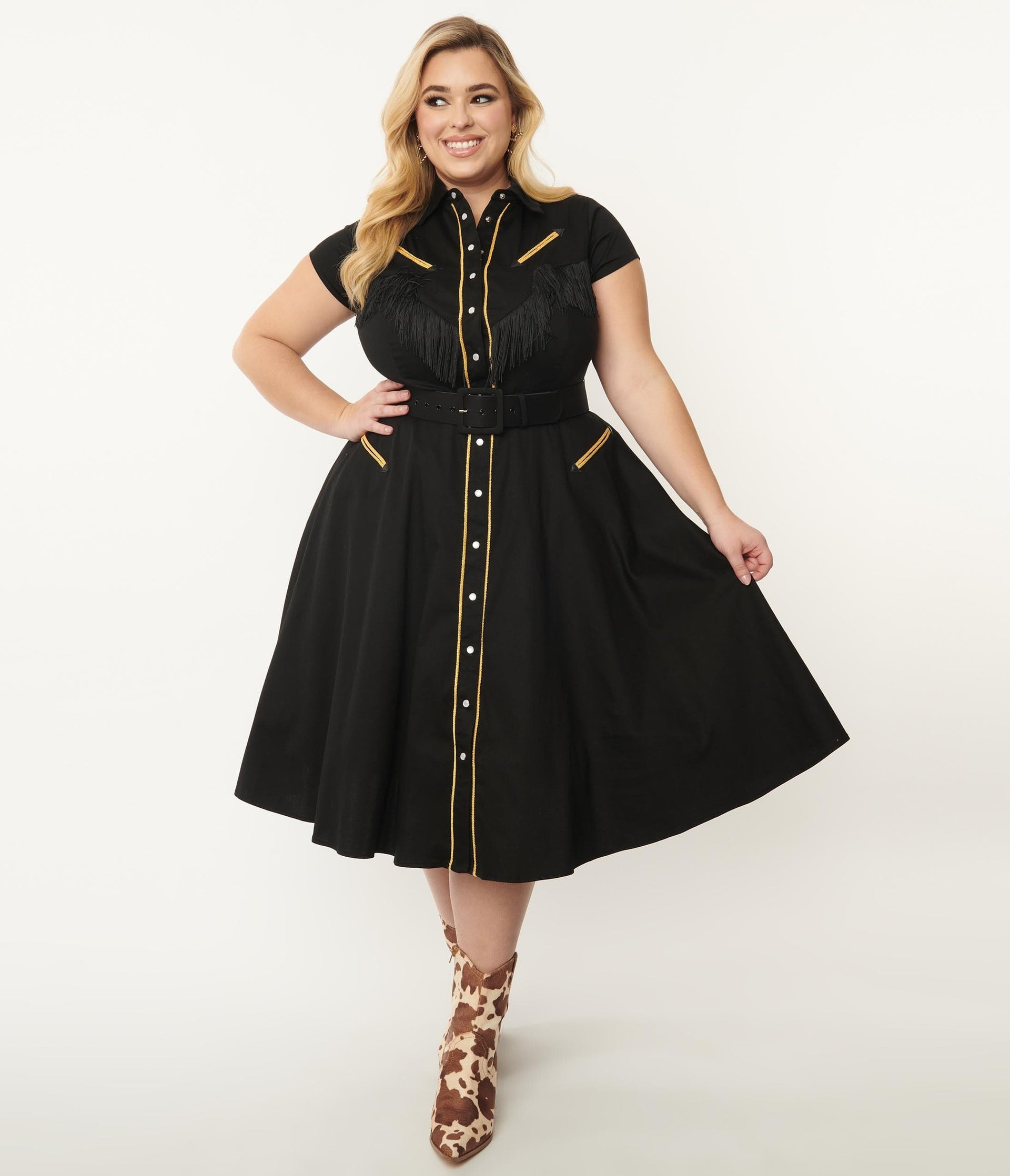 Unique Vintage Black Sweetheart Midge Swing Dress