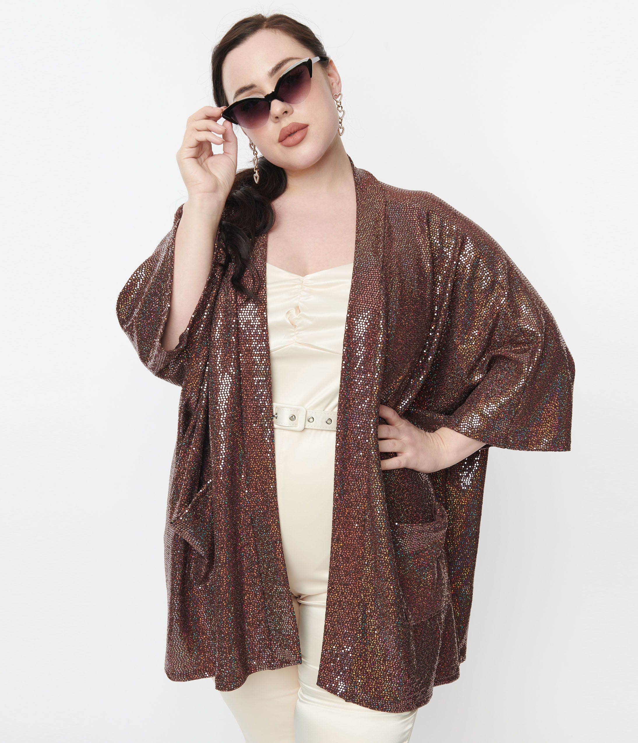 Brown Sequin Glitter Cardigan – Unique Vintage