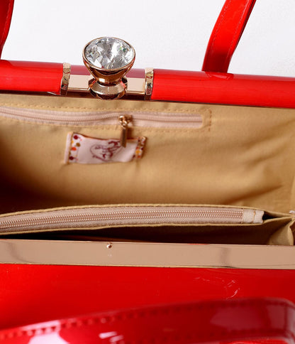 Vintage Style Red Patent Leatherette Top Frame Purse – Unique Vintage