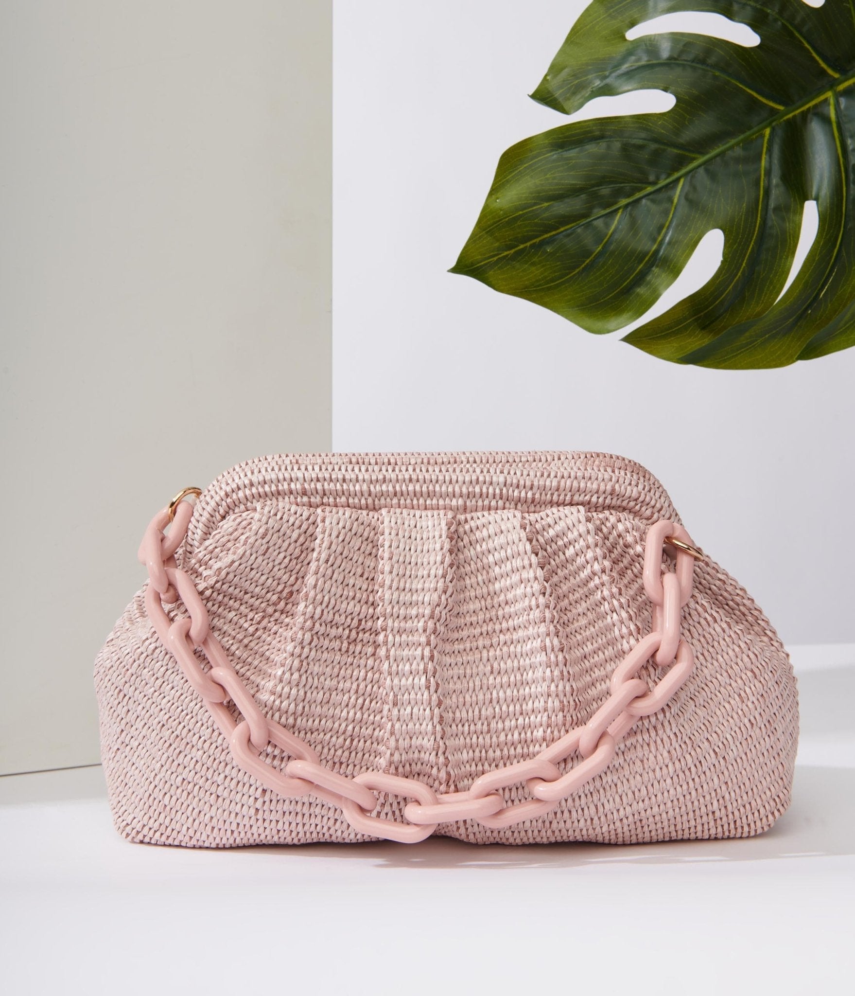 Pink Loey Textured Shoulder Bag - CHARLES & KEITH IN