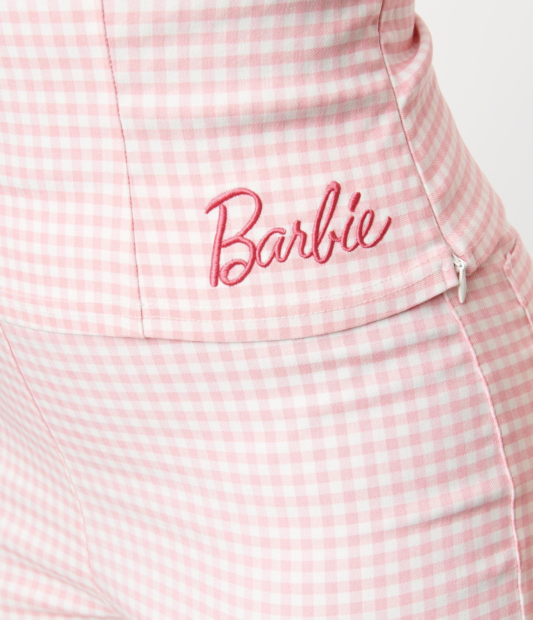 Barbieª x Unique Vintage Pink & White Gingham Barbieª Crop Top