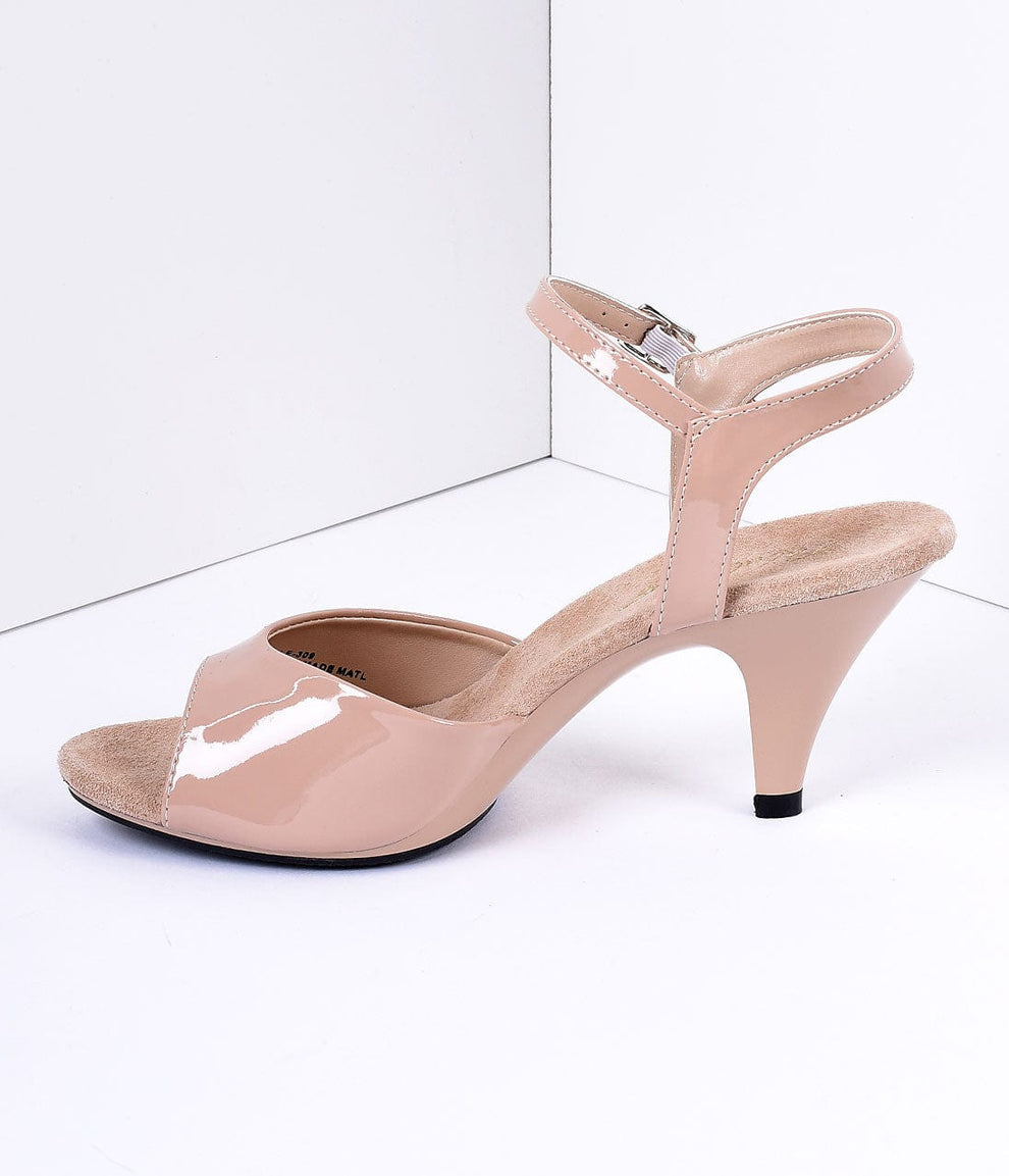 Beige Patent Leather Belle Sandal Pump – Unique Vintage