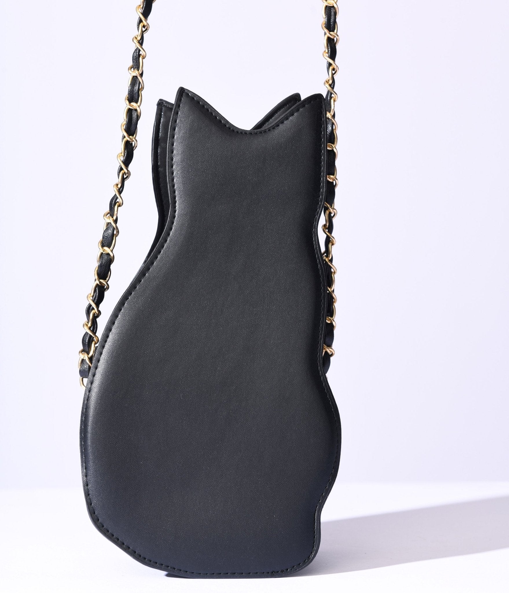 Black Cat Leatherette Crossbody Bag