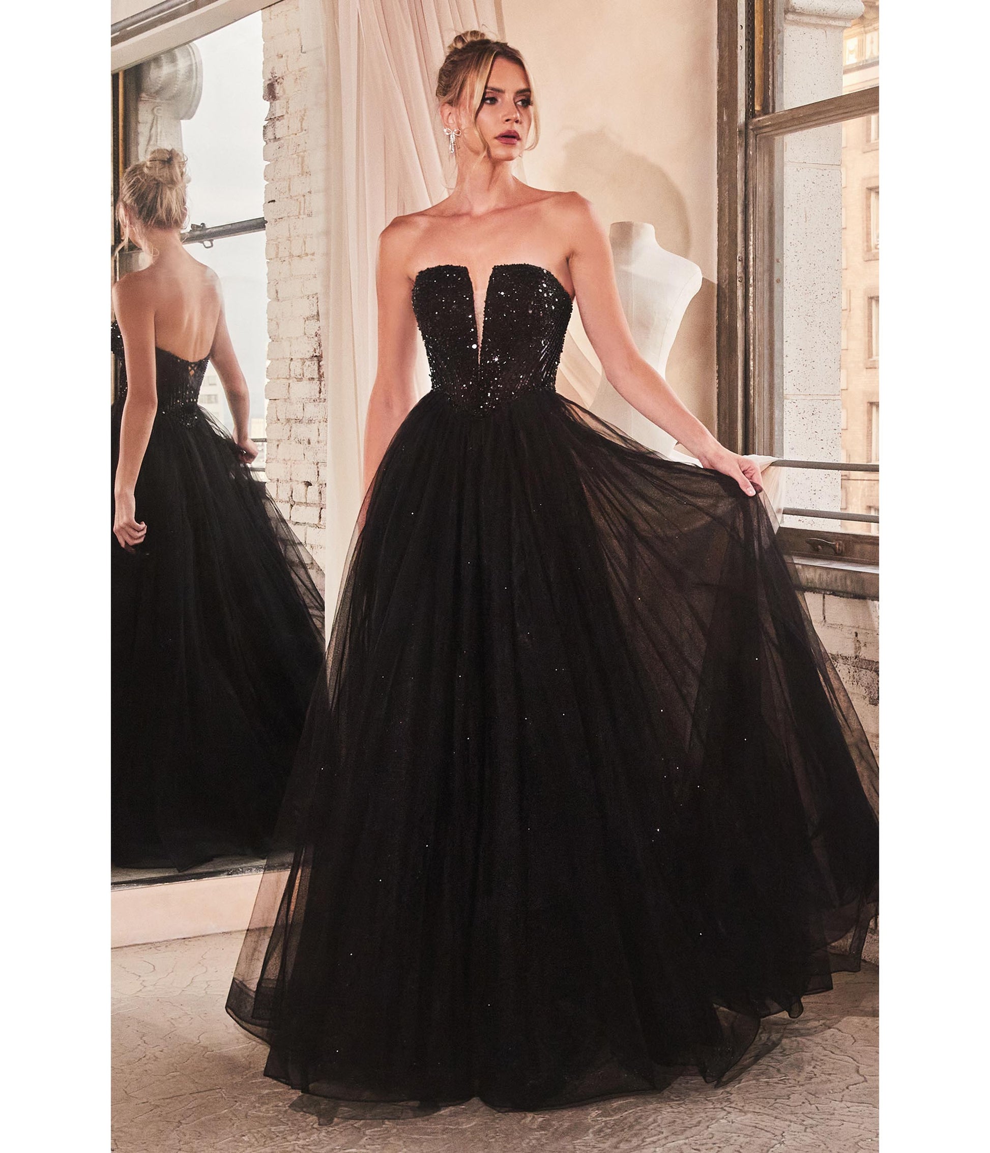 Cinderella Divine Black Glitter Bodice & Tulle Prom Ball Gown – Unique ...