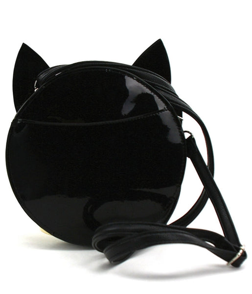 Black Patent Leatherette Mystical Black Cat Face Crossbody Bag – Unique ...