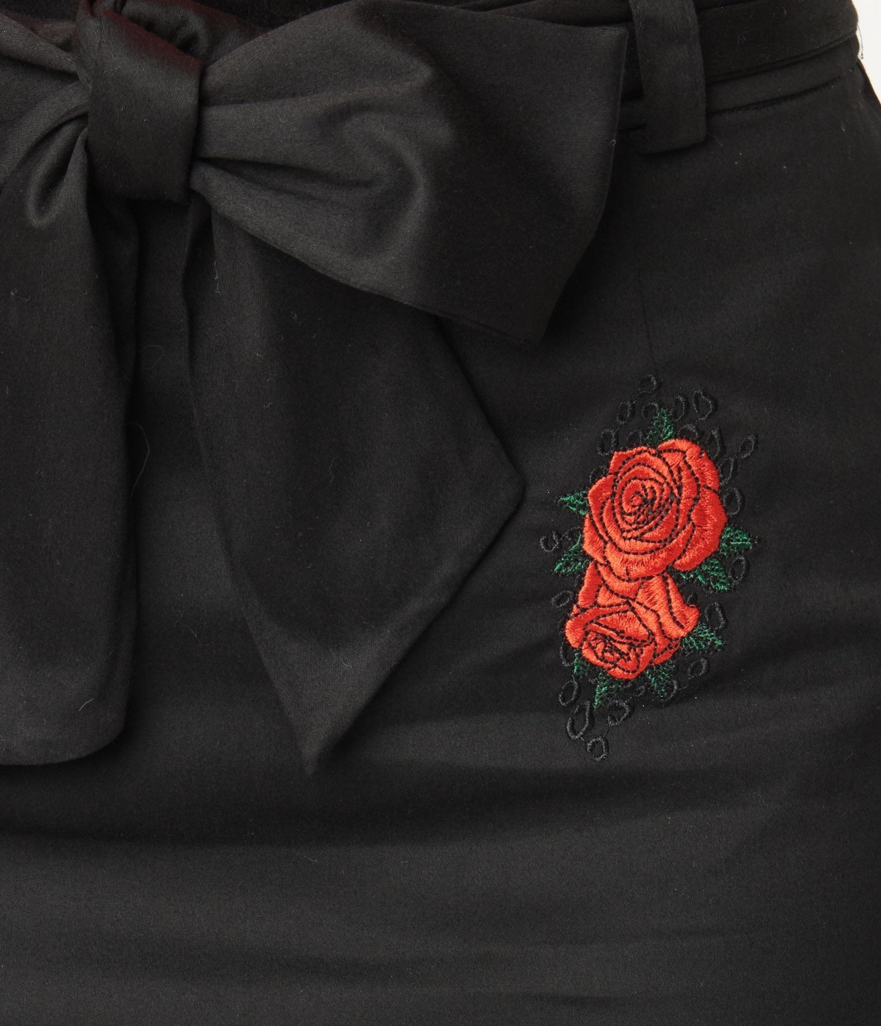 Black Spanish Rose Pencil Skirt Unique Vintage