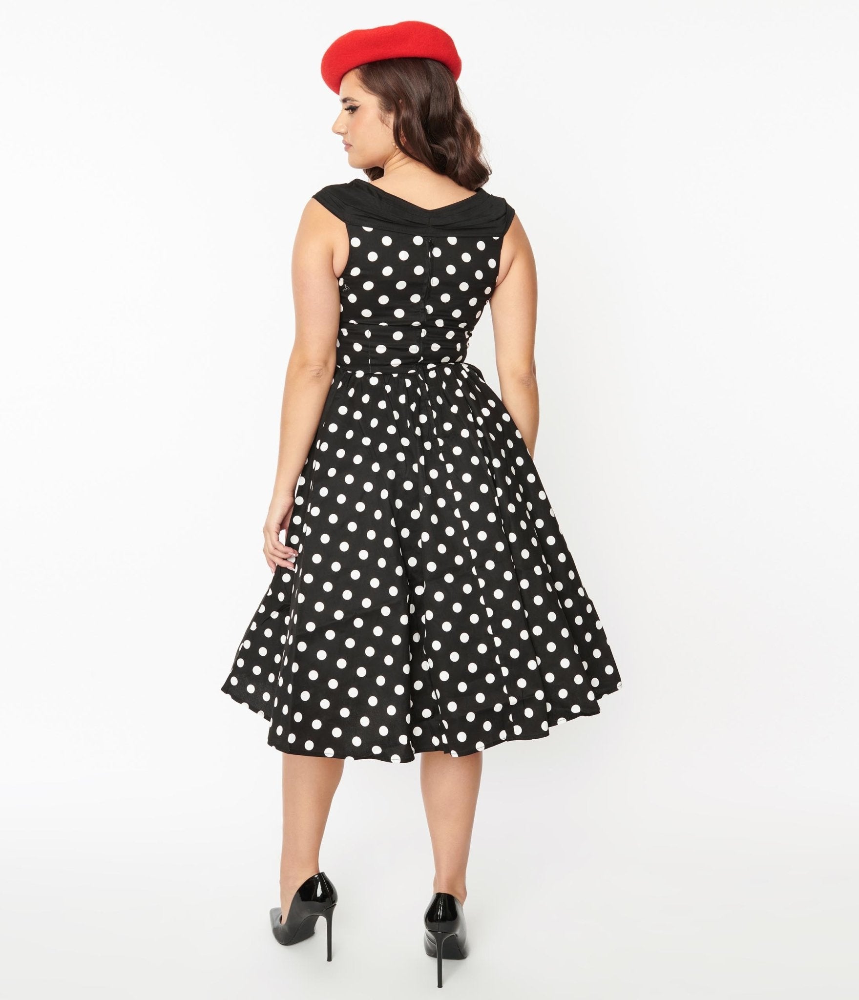 Vintage black and outlet white polka dot dress