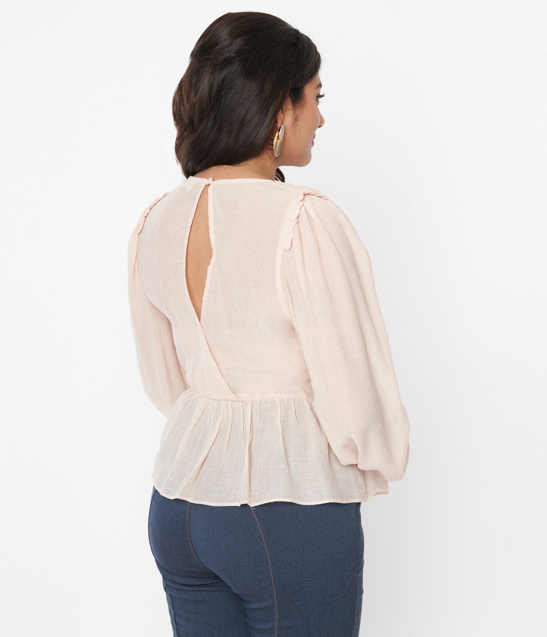 Lucca Couture Faire Blush Chiffon Long Sleeve Blouse