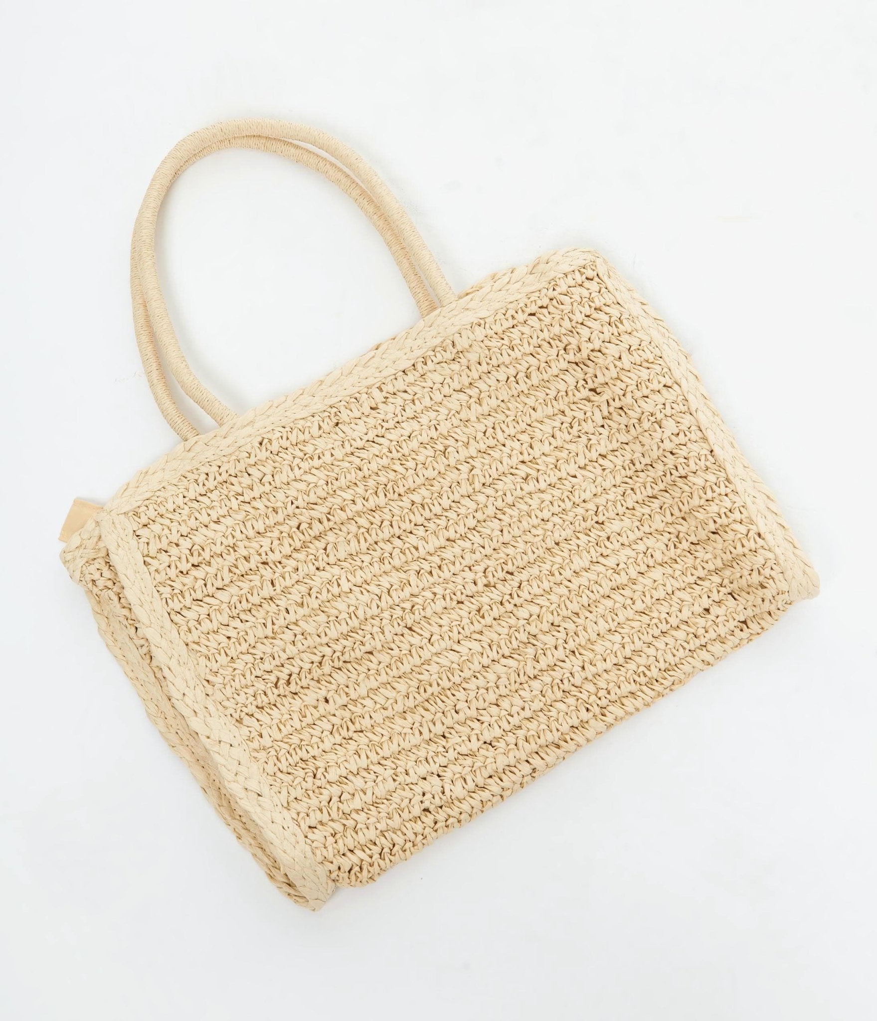 Straw Braided Round Happy Face Tote Bag