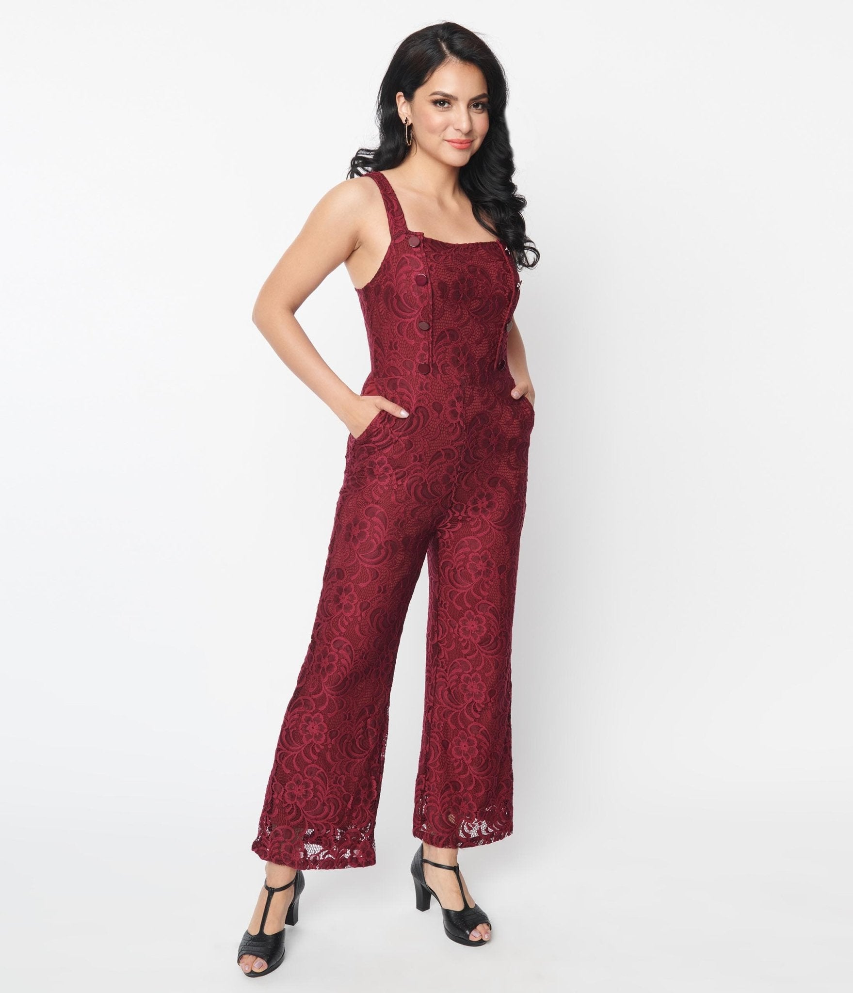 Floral Lace Flared Jumpsuit