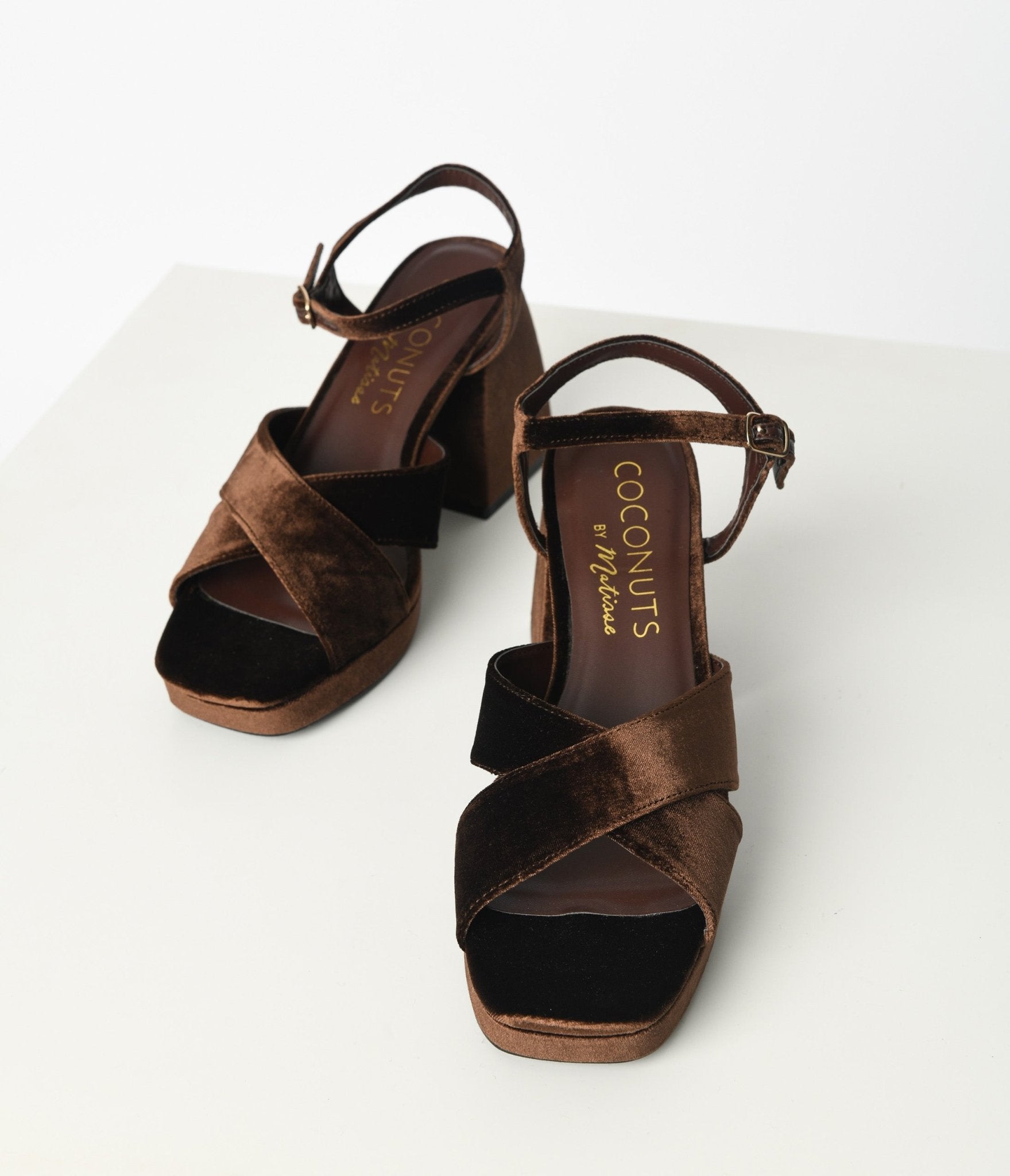 Dark brown platform outlet heels