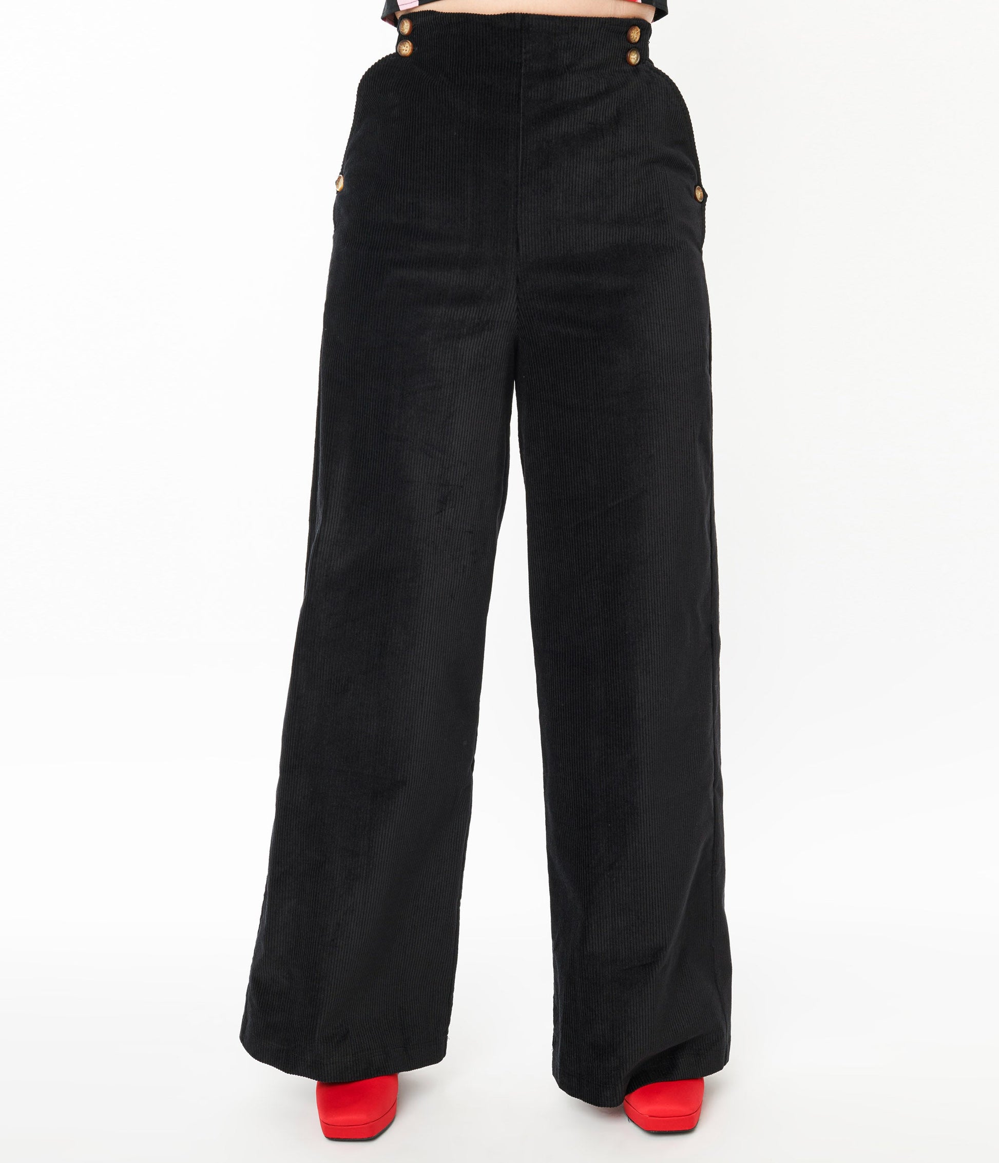 Unique Vintage 1940s Solid Black High Waist Pants