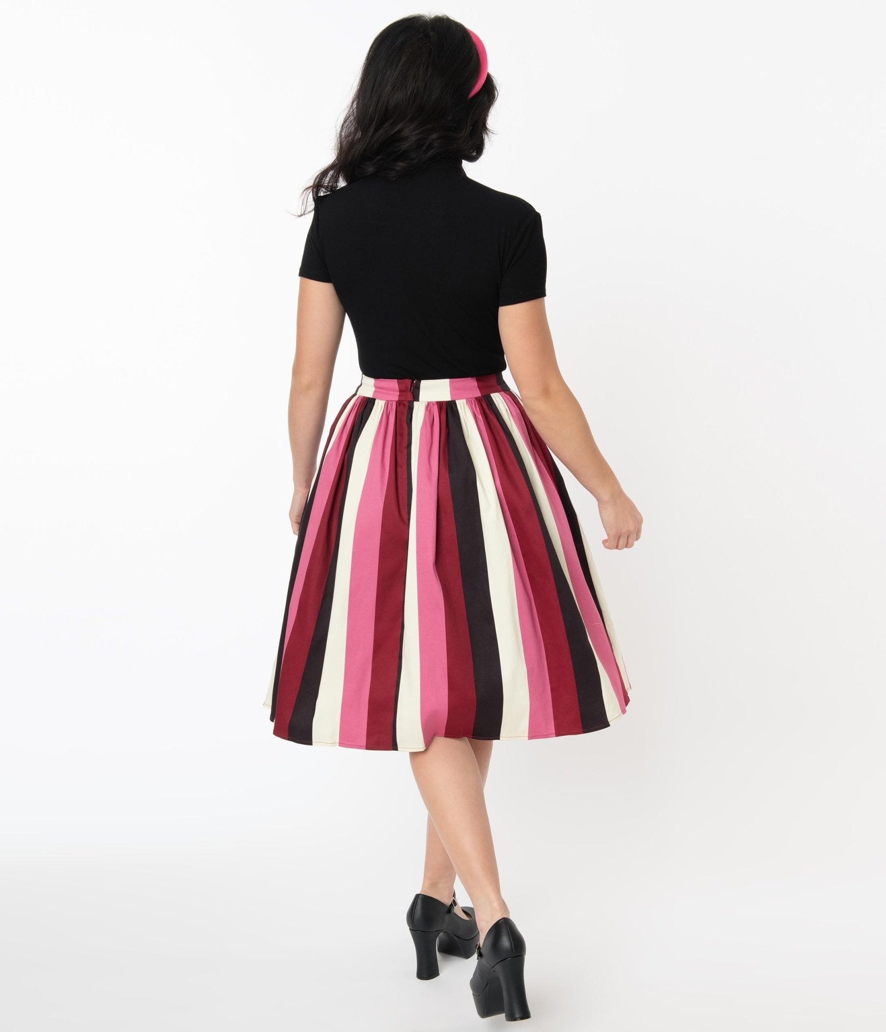 Striped shop swing skirt