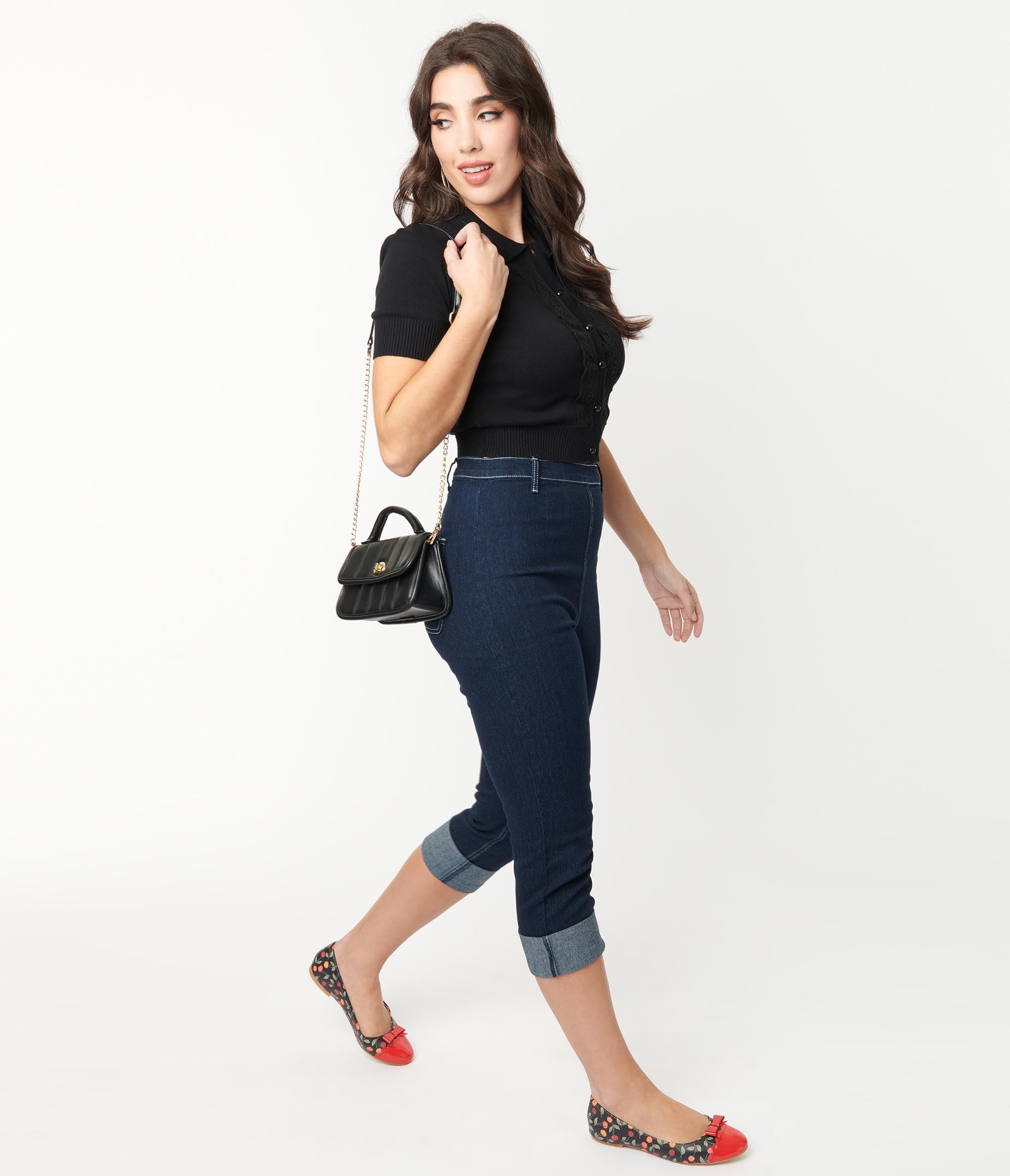 Dark on sale jean capris