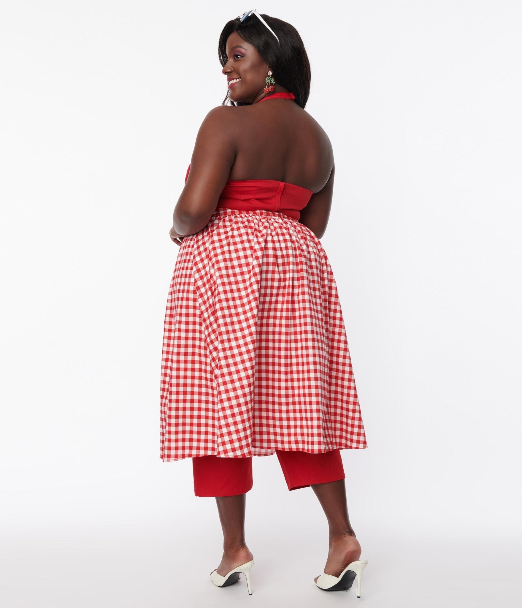 Plus size clearance red gingham dress