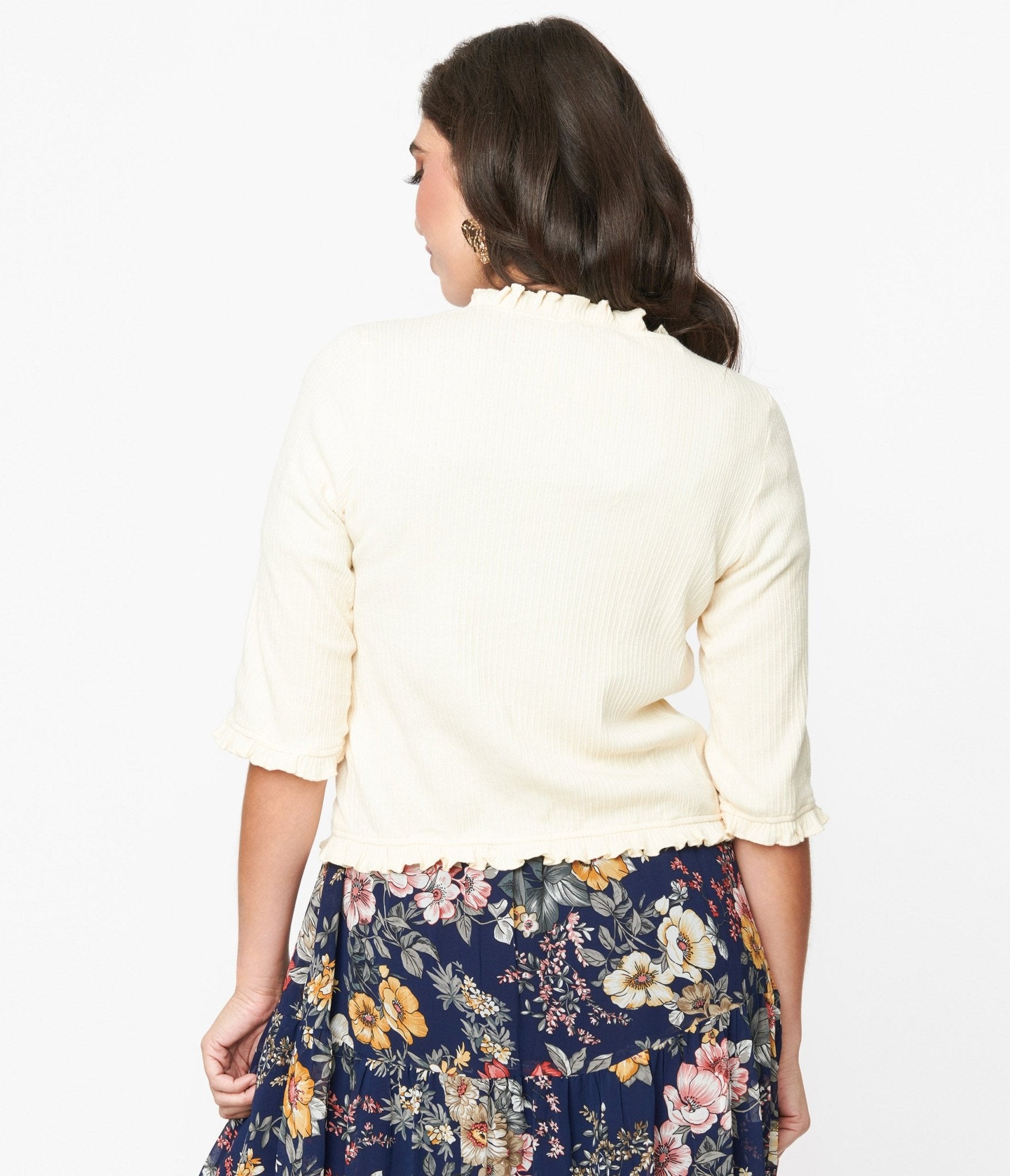 Cream hot sale ribbed cardigan