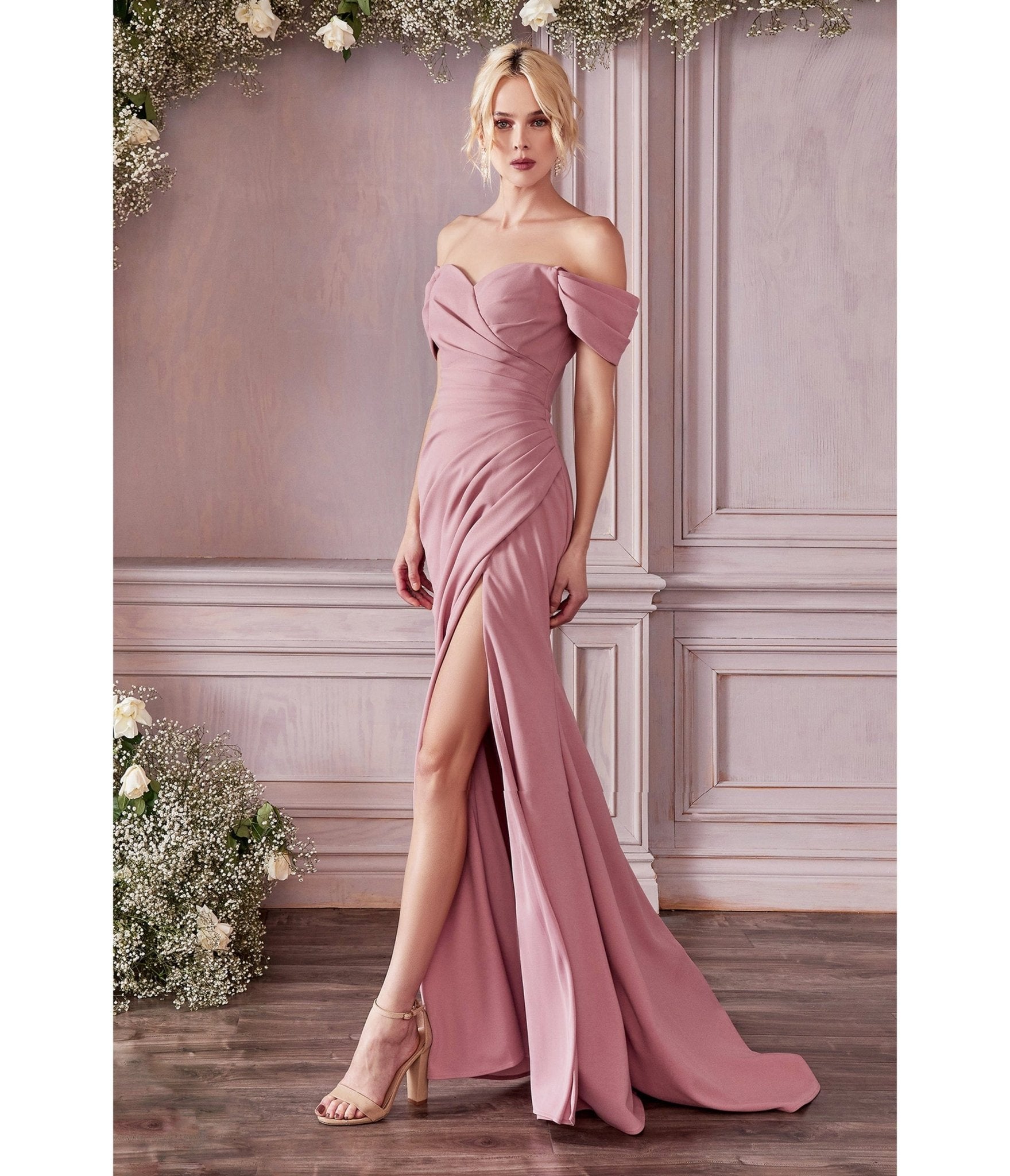 Thoughts of Hue Blush Surplice Maxi Dress