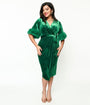 1940s Green Velvet Fifth Avenue Wrap Wiggle Dress