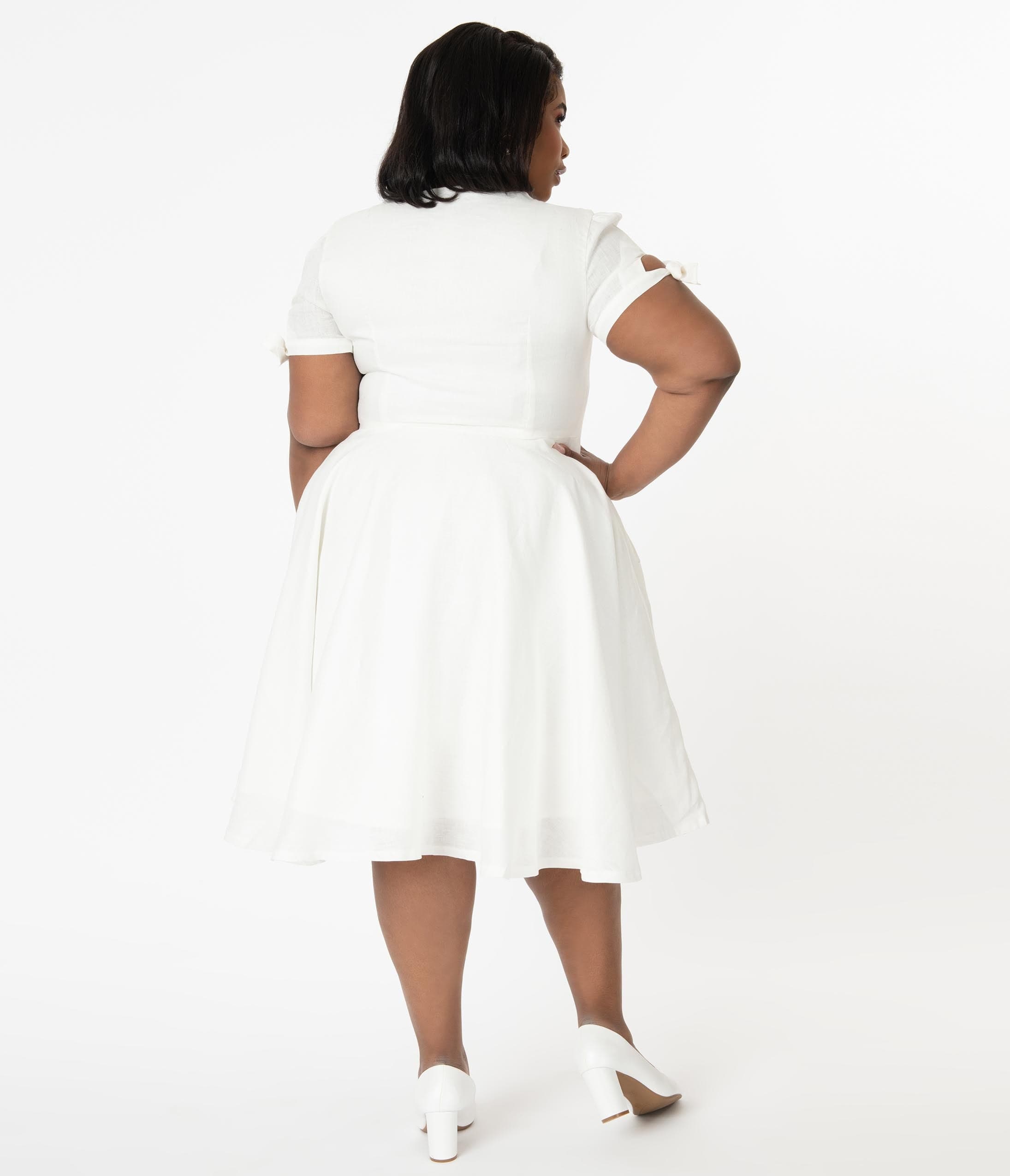 White linen plus size clearance clothing