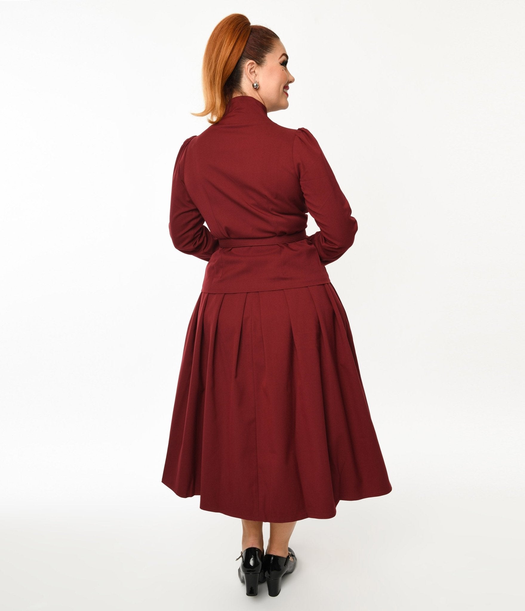 Women's burgundy midi outlet skirts