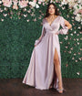 Mauve Satin Long Sleeve Goddess Gown