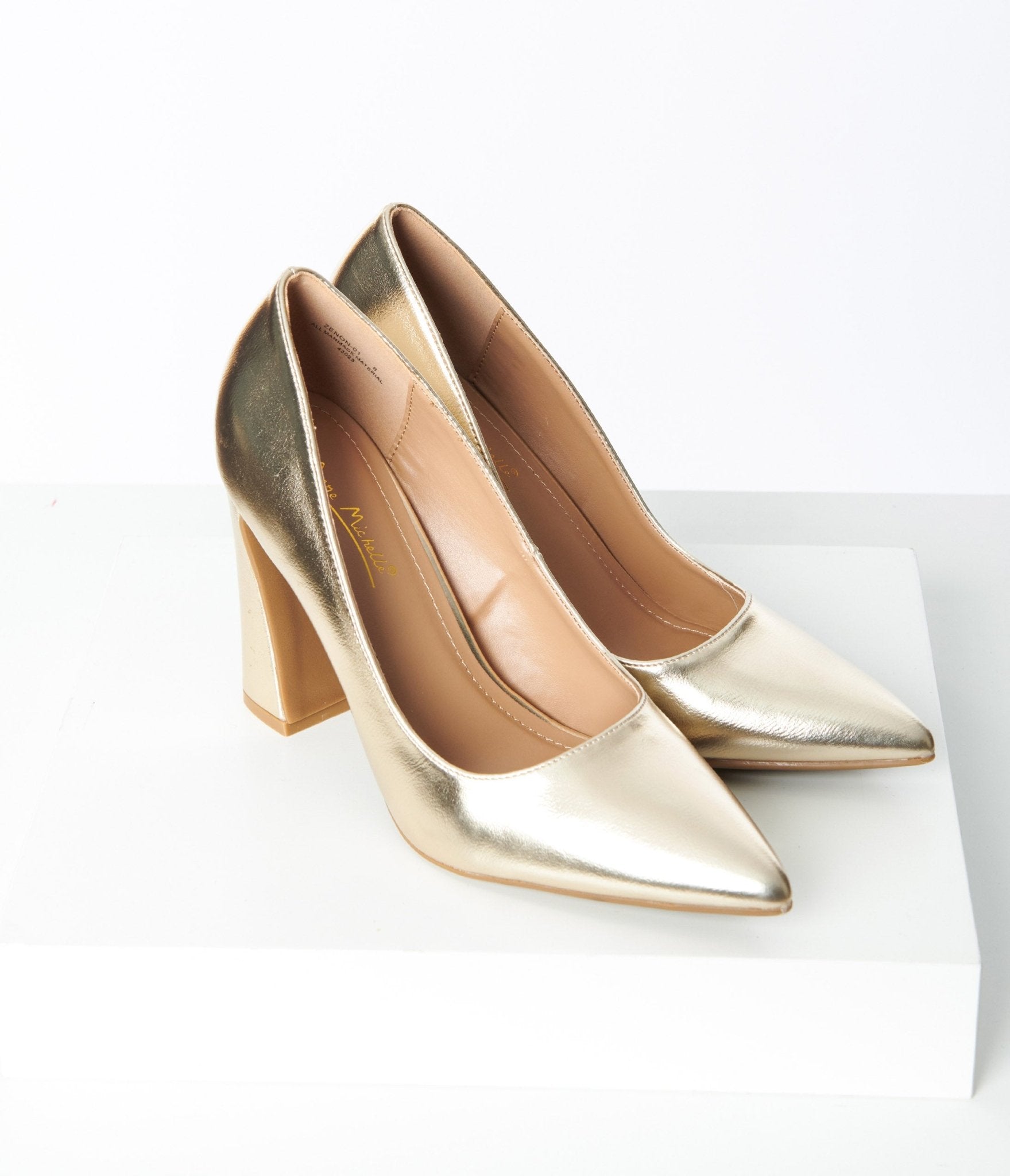 Arabella Cross Front Block Statement Perspex Heel In Rose Gold Metallic |  Rose gold shoes, Metallic gold shoes, Rose gold metallic shoes