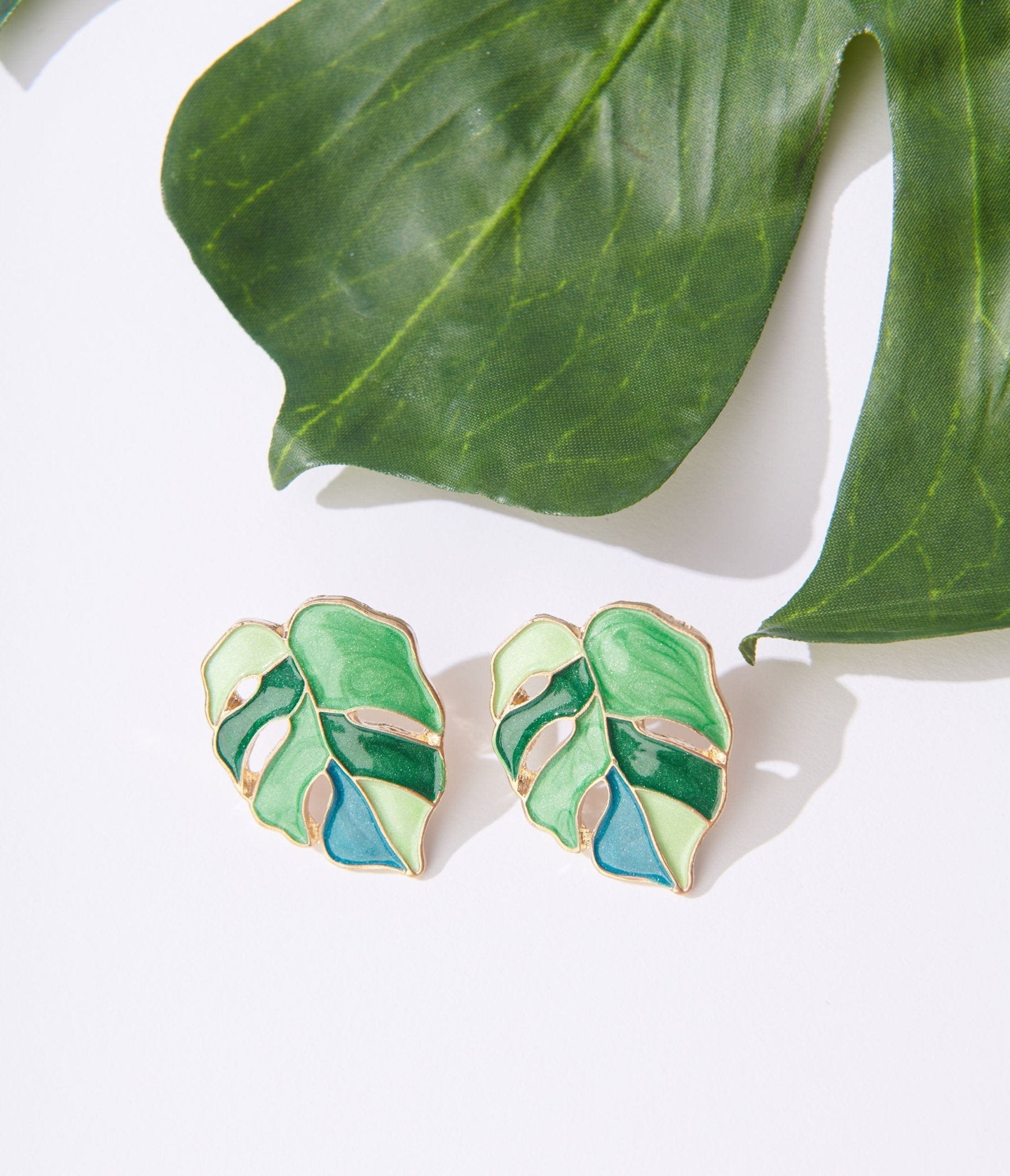 Diamond Monstera Studs