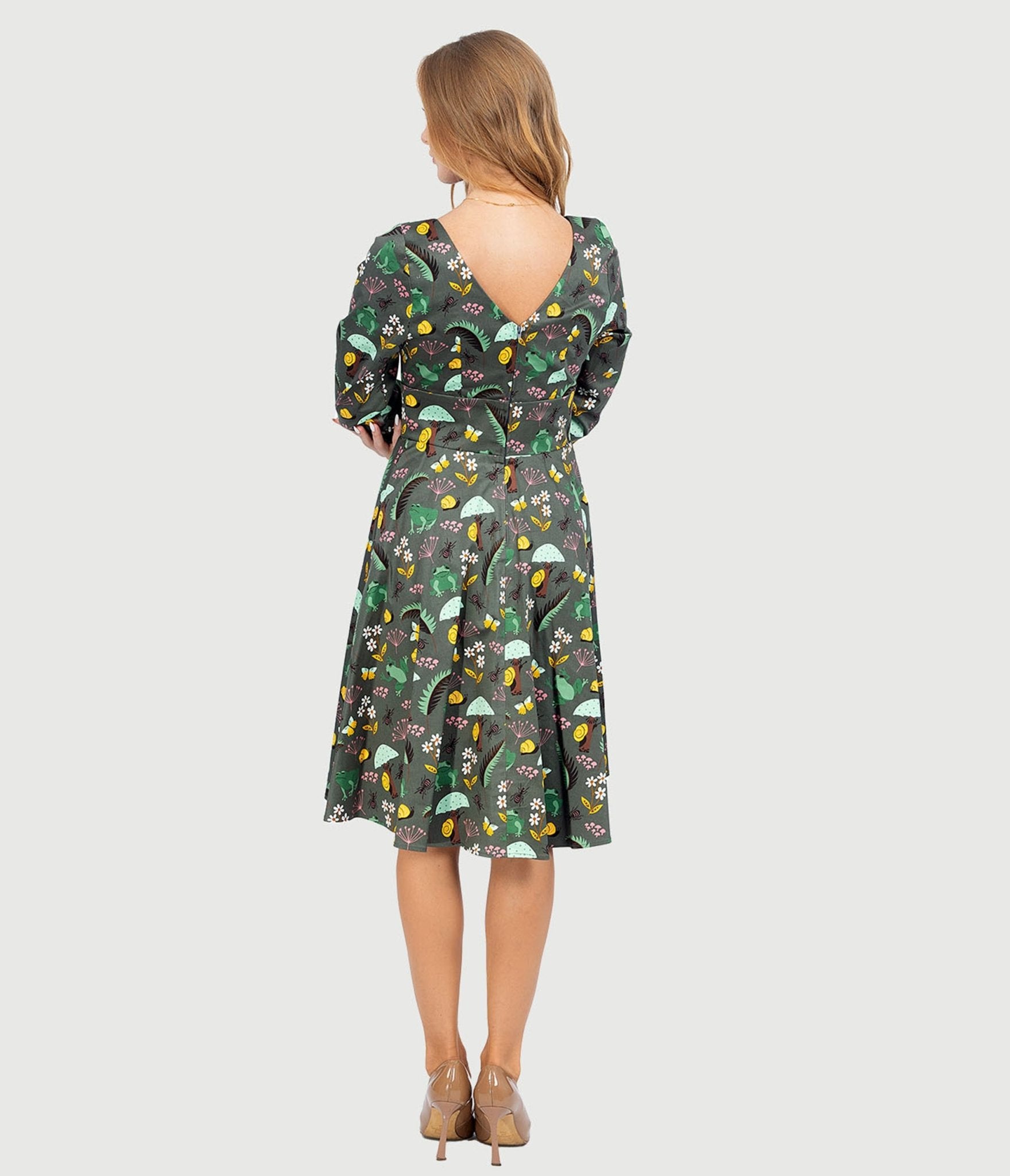 Forest green fit and flare clearance dress