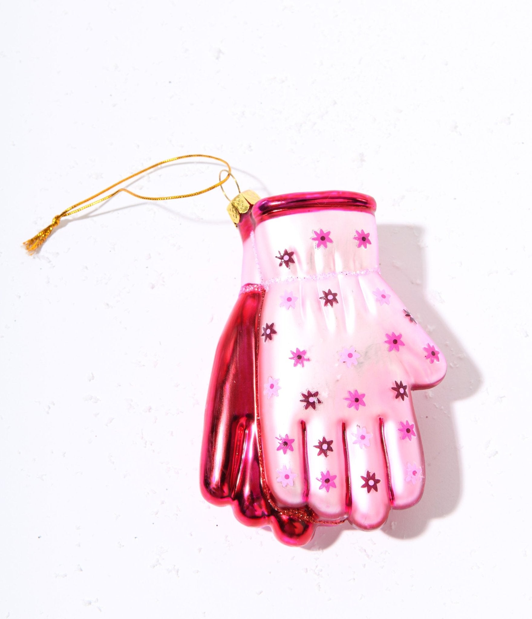 Pink Gardening Gloves Glass Ornament – Unique Vintage