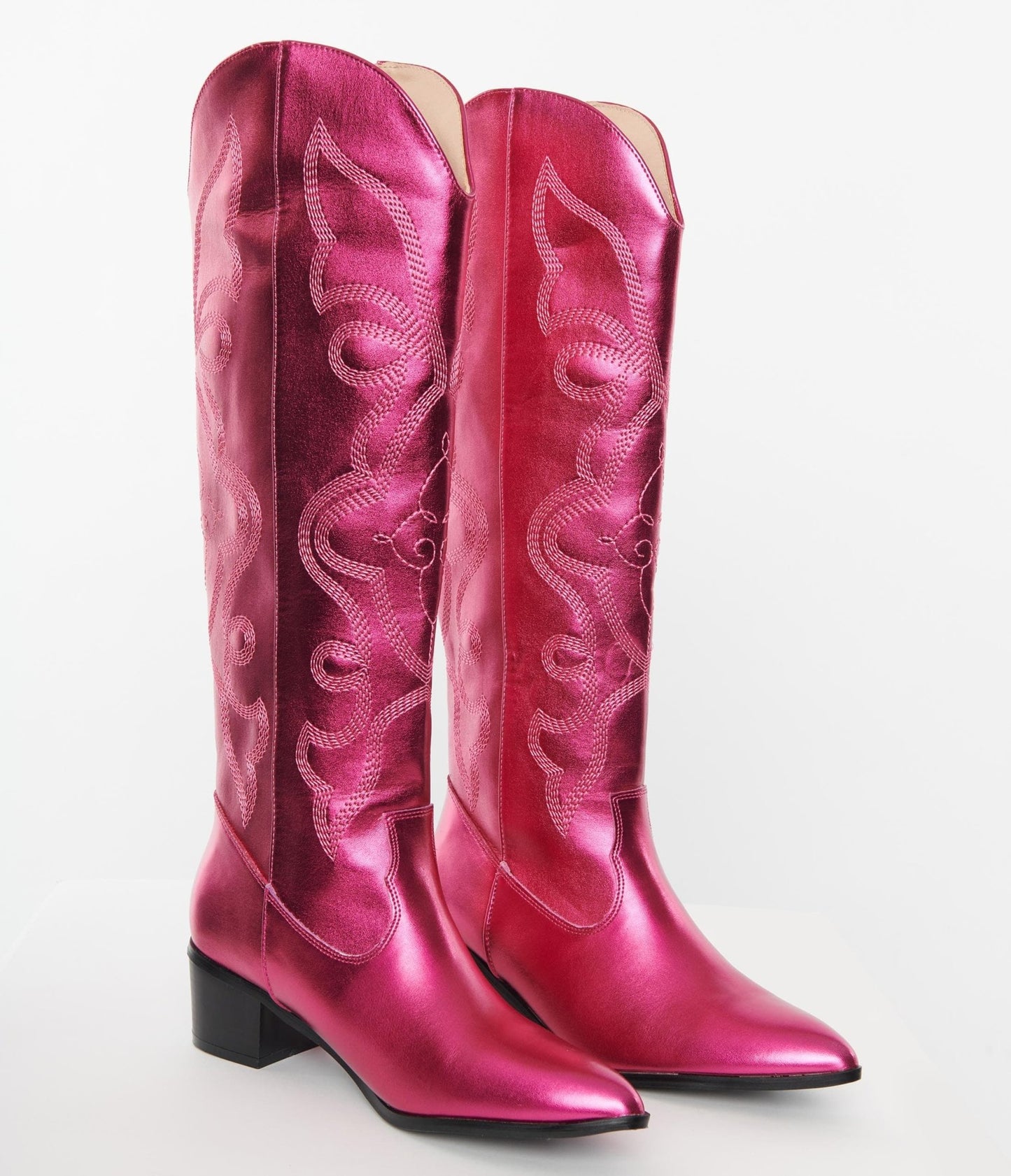 Pink Metallic Cowboy Boot Unique Vintage 2762