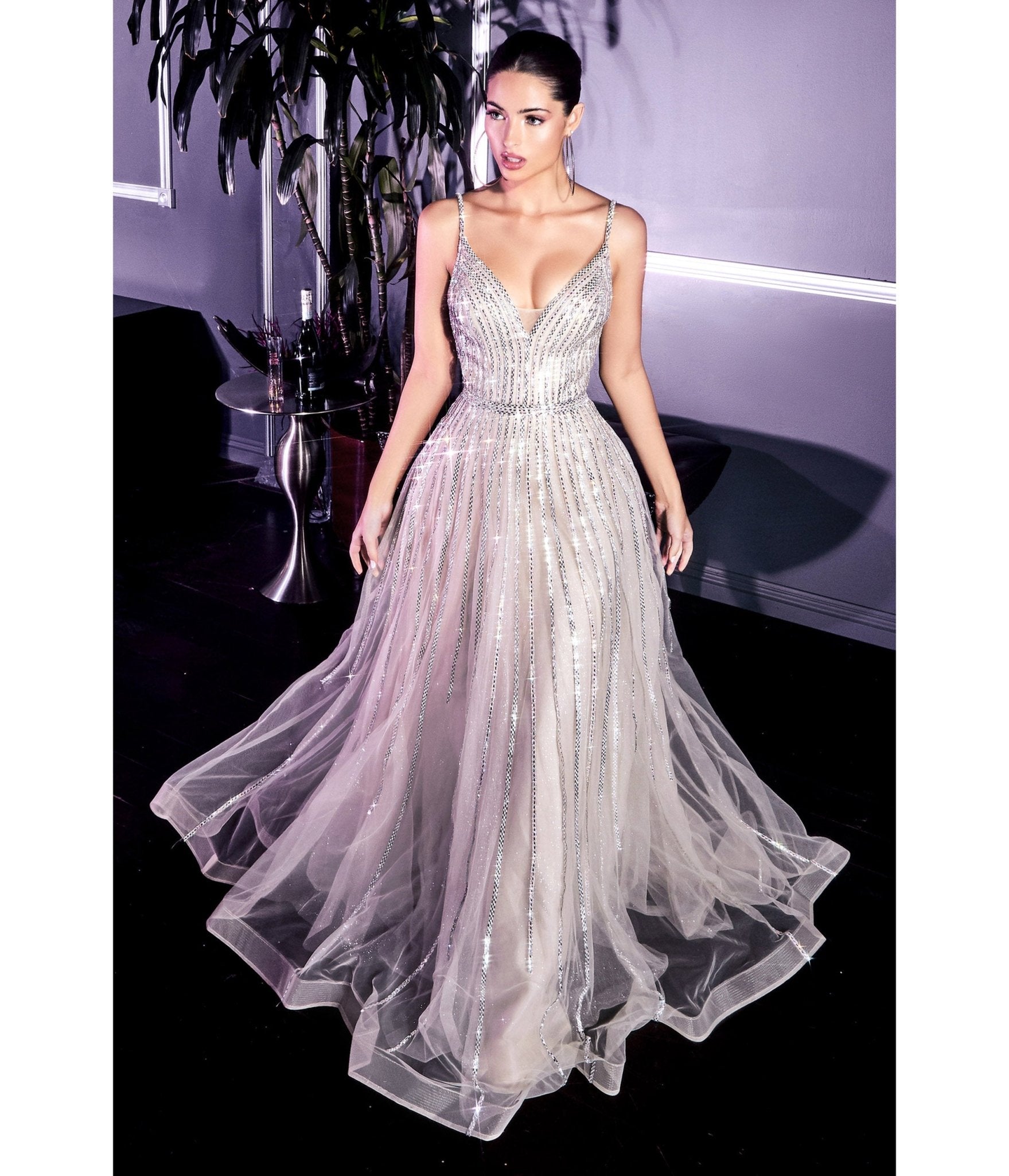 Cinderella Divine Royal Blue Satin Beaded Draped Corset Prom Dress