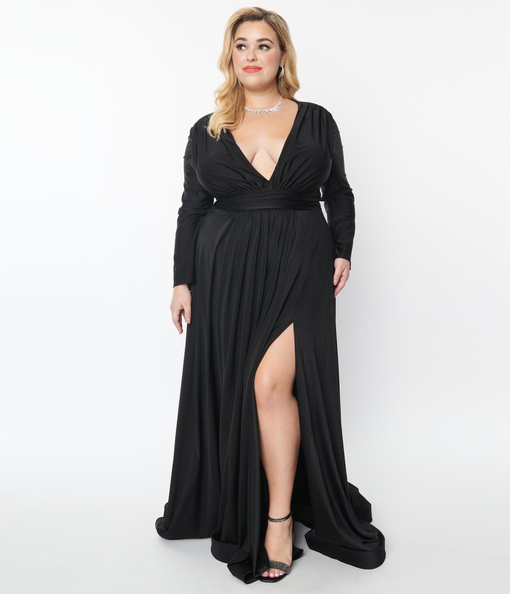 Plus size clearance black evening gown