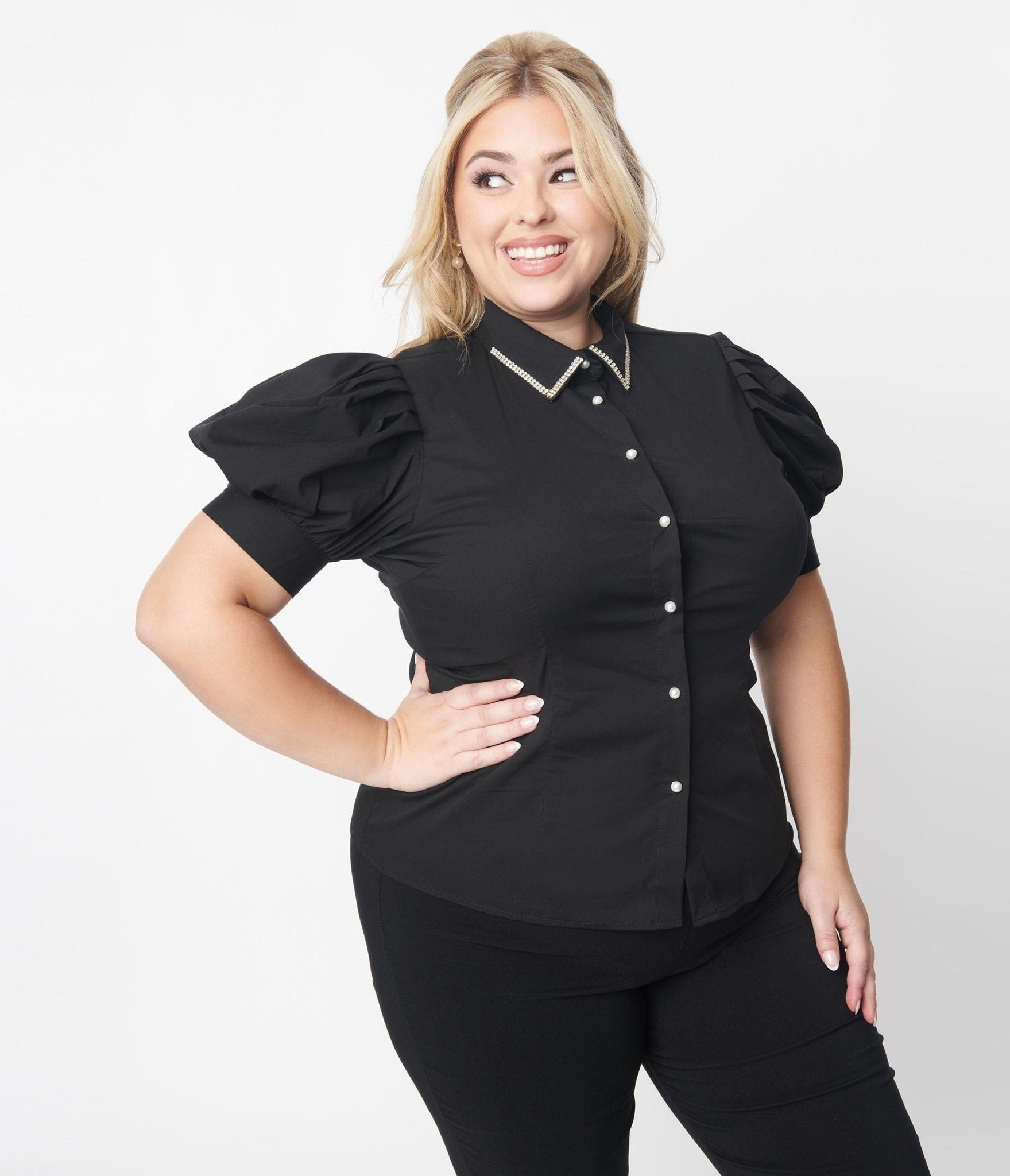 Rhinestone plus size store tops