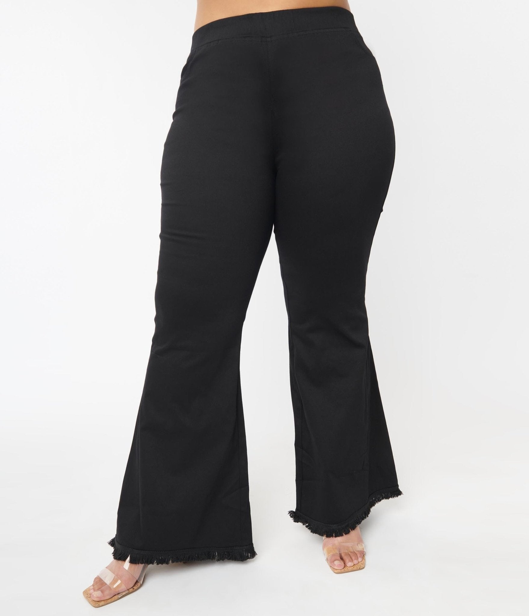 Plus Size S-3XL Flare Long Pants for Women Trendy Black Casual