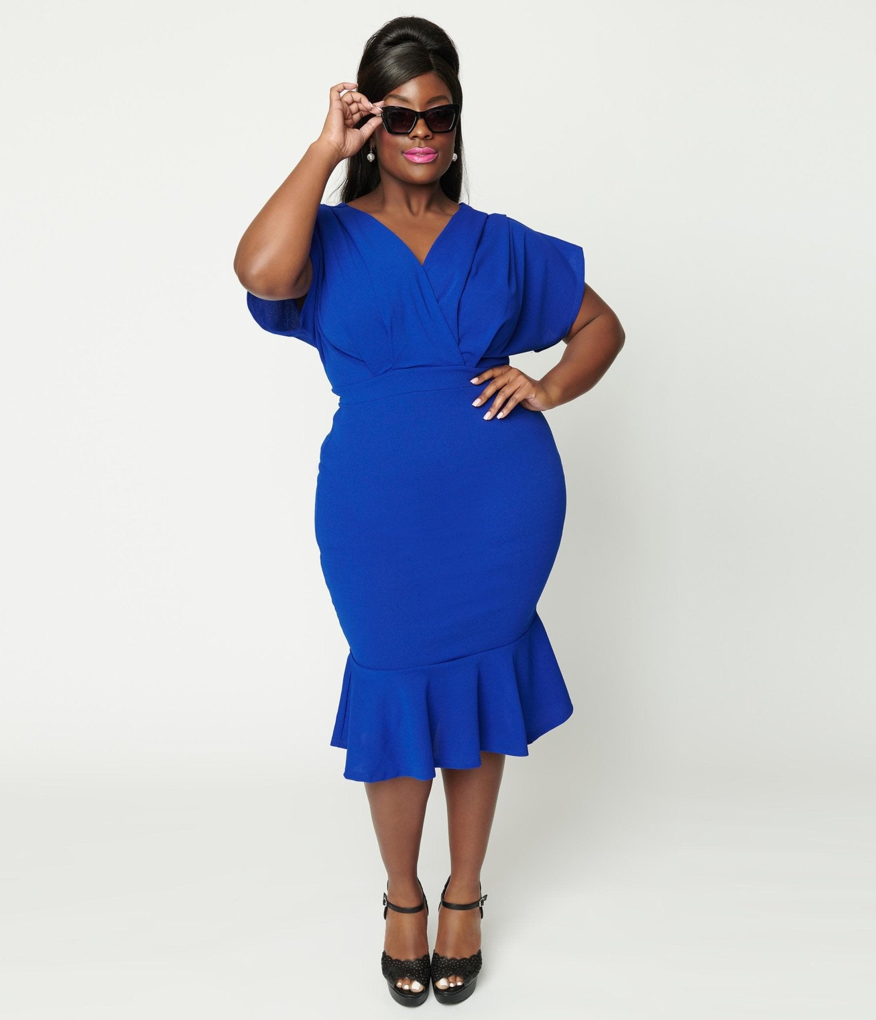 Cheap plus size royal blue outlet dresses