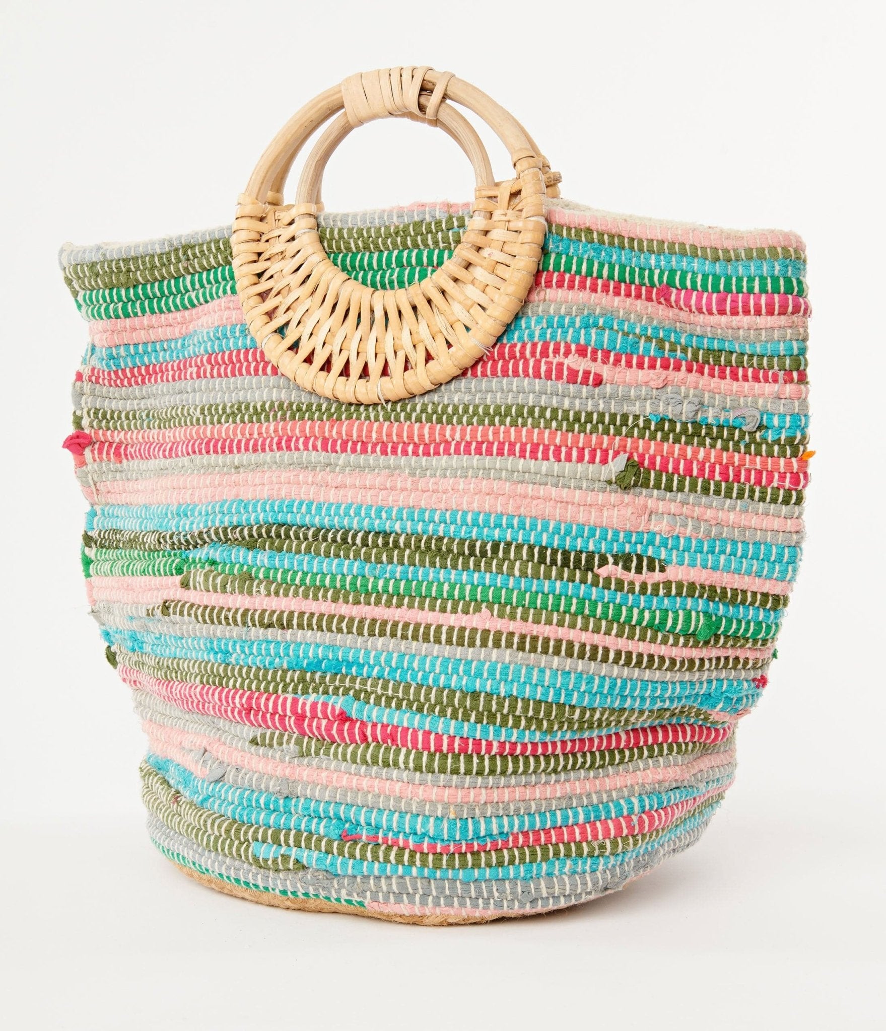 Rainbow Braided Straw Tote Bag Unique Vintage