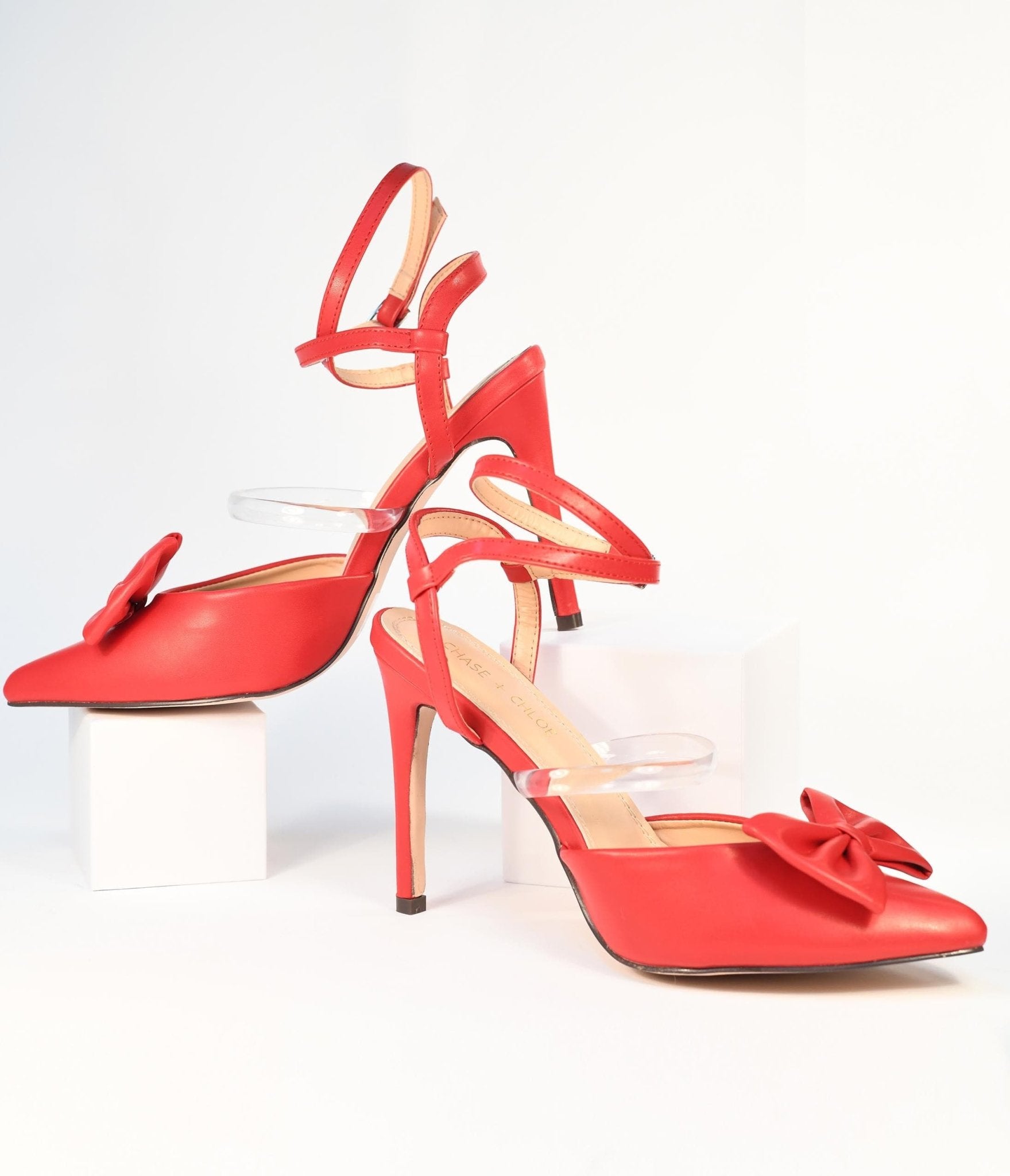 Red bow hot sale shoes heels